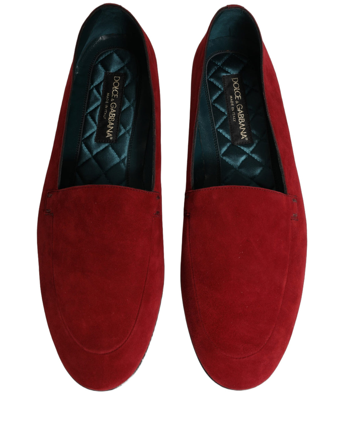 Dolce & Gabbana Red Suede Logo Slip On Flats Loafers Men's Shoes