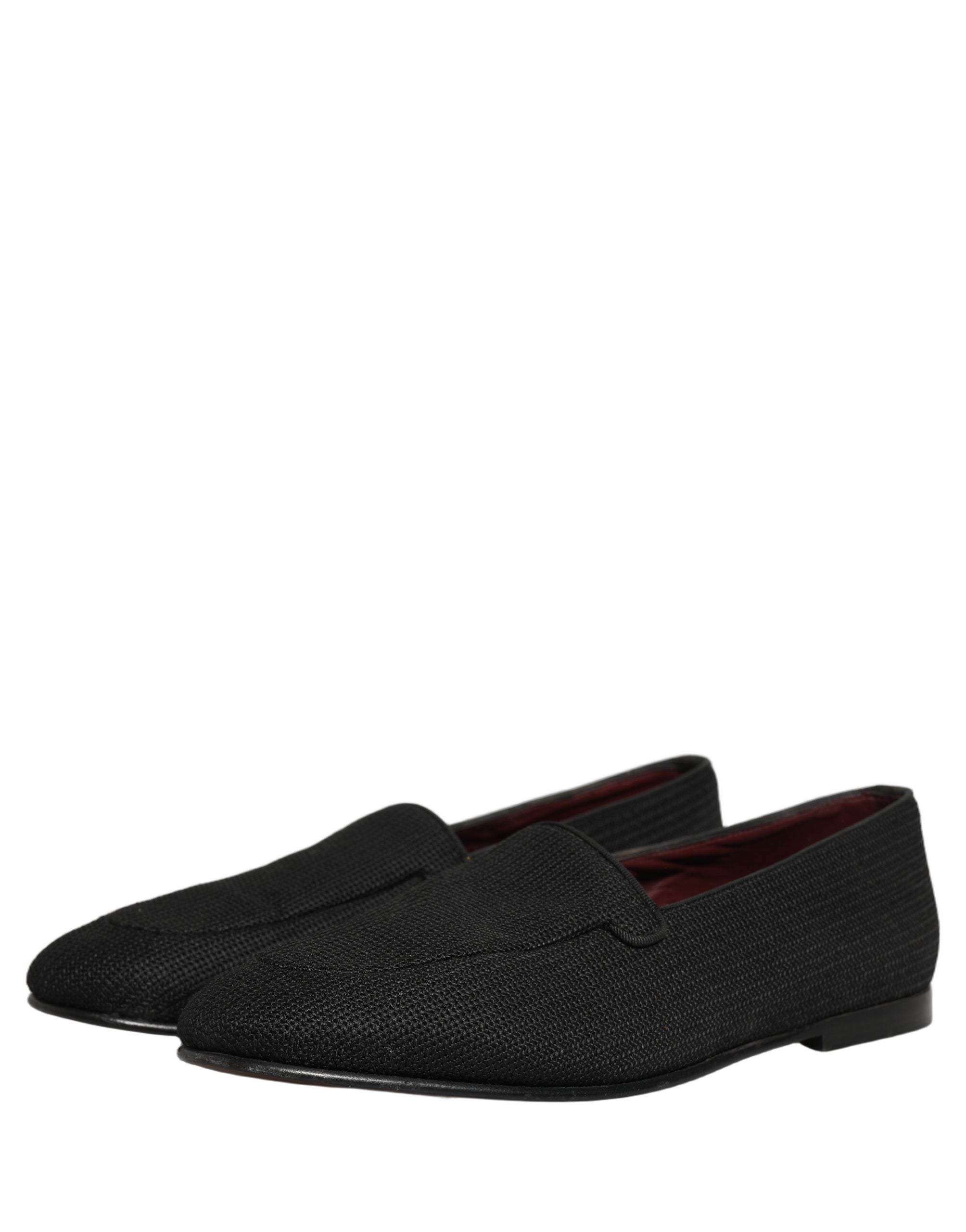Dolce & Gabbana Black Woven Men Slip On Dress Loafers Men's Shoes (Pre-Owned)