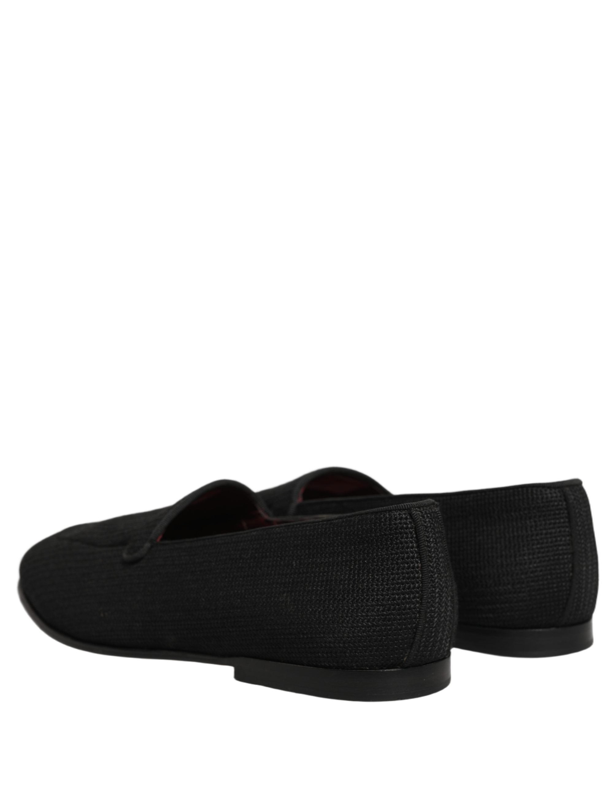 Dolce & Gabbana Black Woven Men Slip On Dress Loafers Men's Shoes (Pre-Owned)