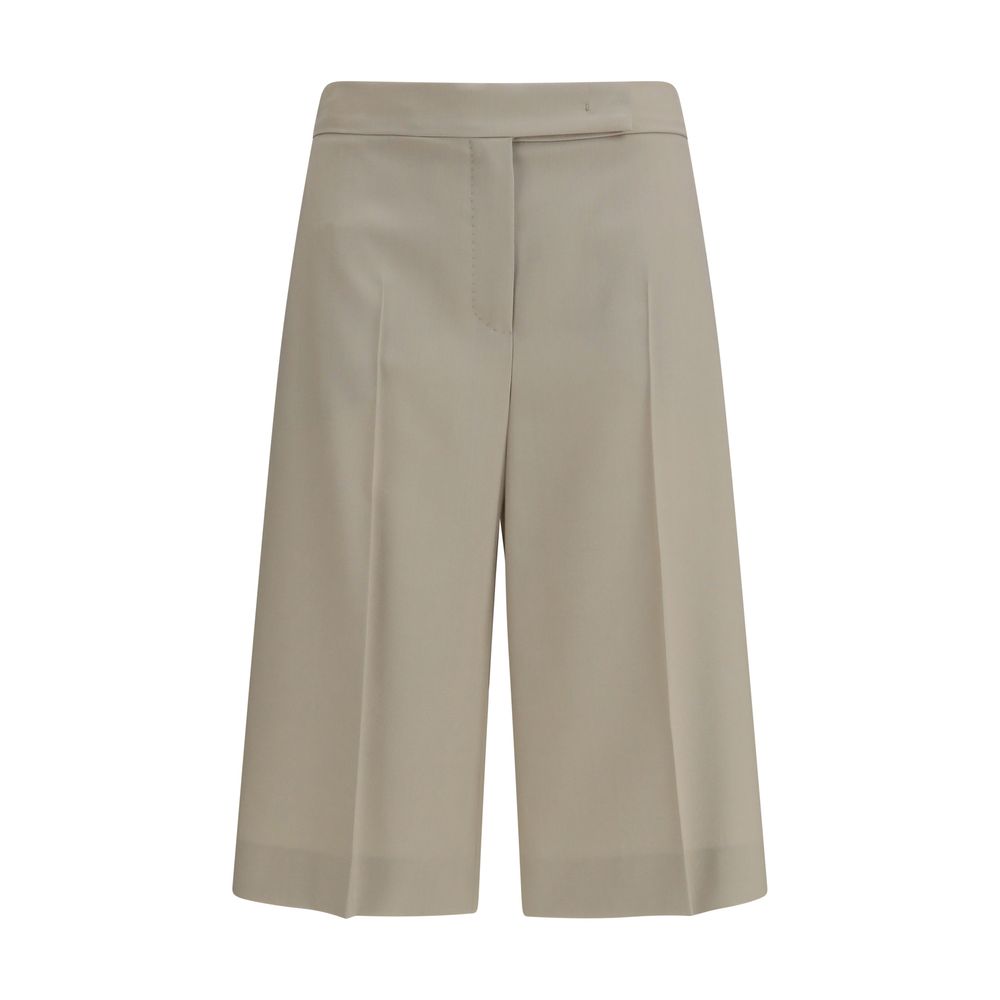Max Mara Beige Wool Oves Aries Bermuda Women's Shorts