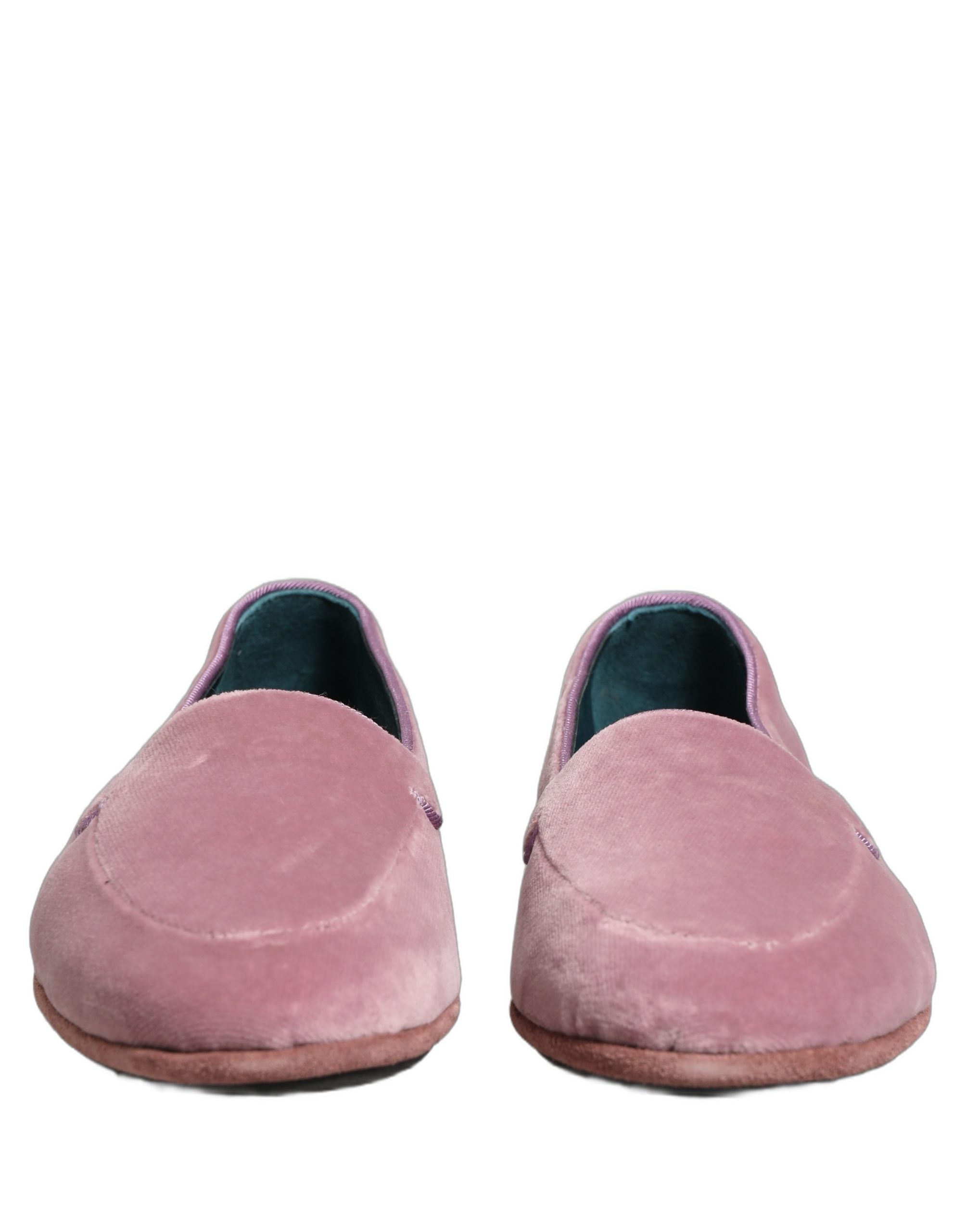 Dolce & Gabbana Pink Velvet Slip On Men Flats Loafers Men's Shoes