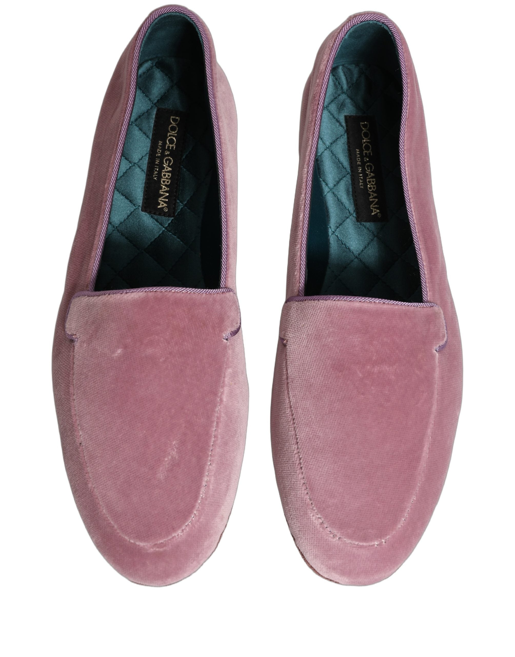Dolce & Gabbana Pink Velvet Slip On Men Flats Loafers Men's Shoes