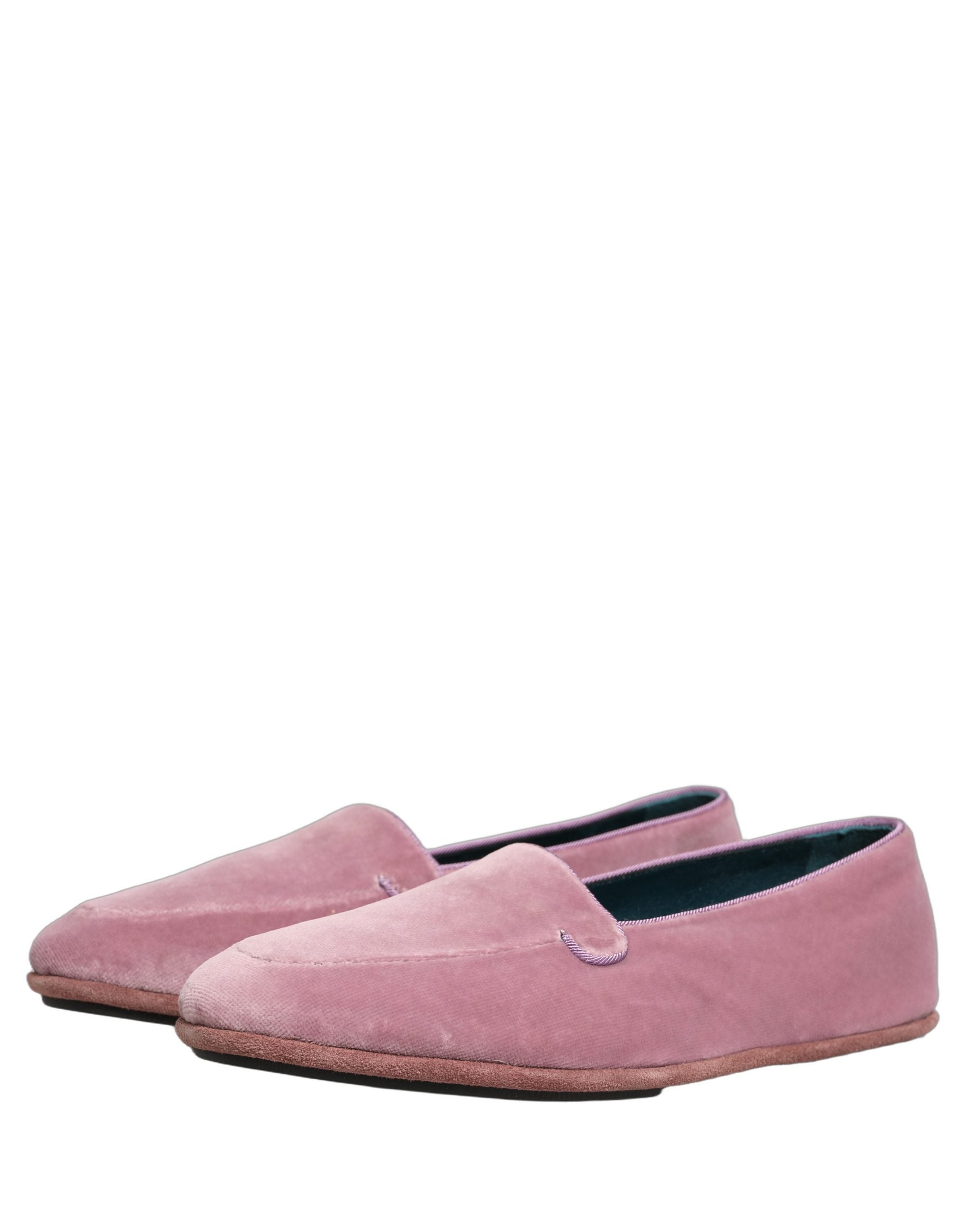 Dolce & Gabbana Pink Velvet Slip On Men Flats Loafers Men's Shoes