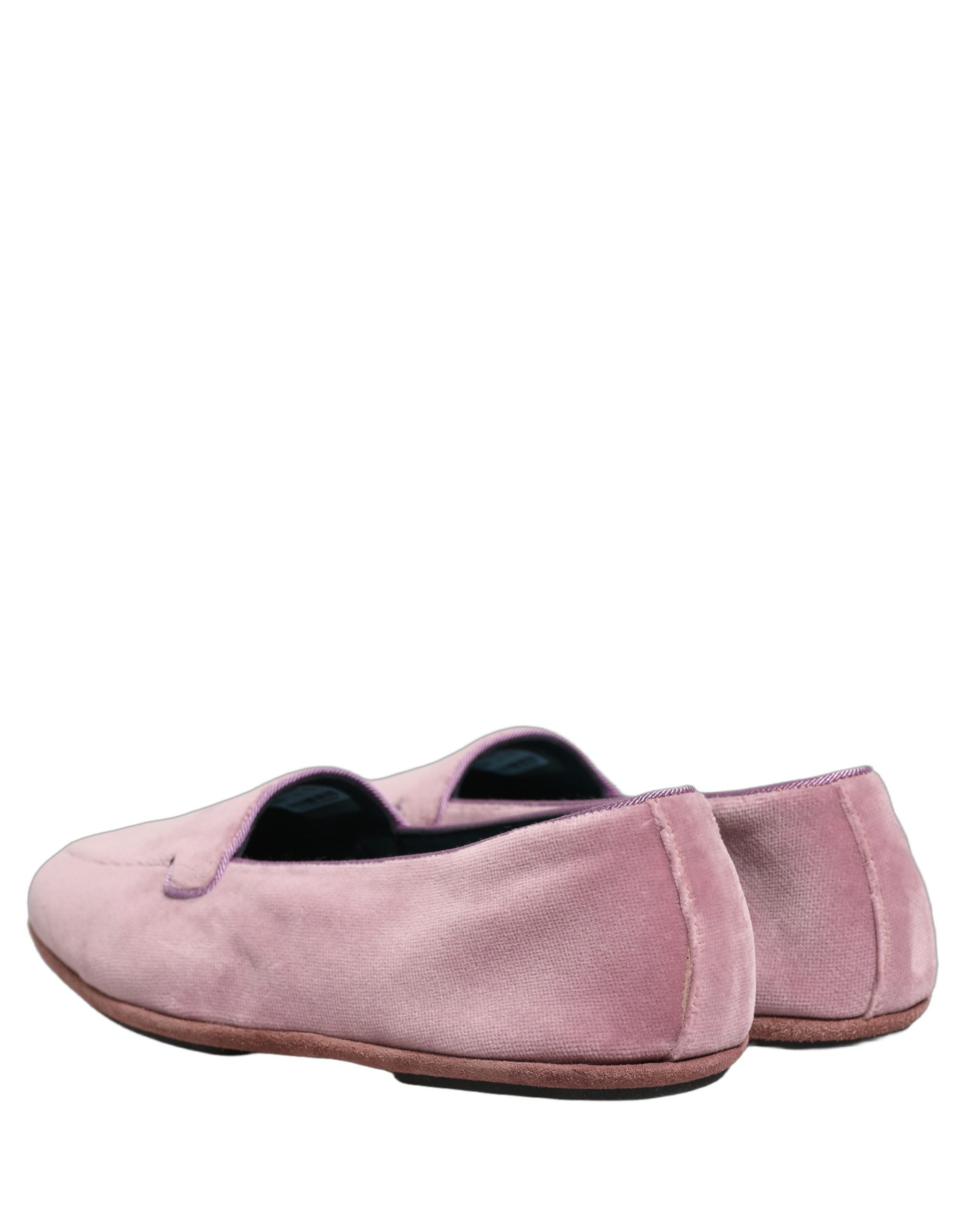 Dolce & Gabbana Pink Velvet Slip On Men Flats Loafers Men's Shoes