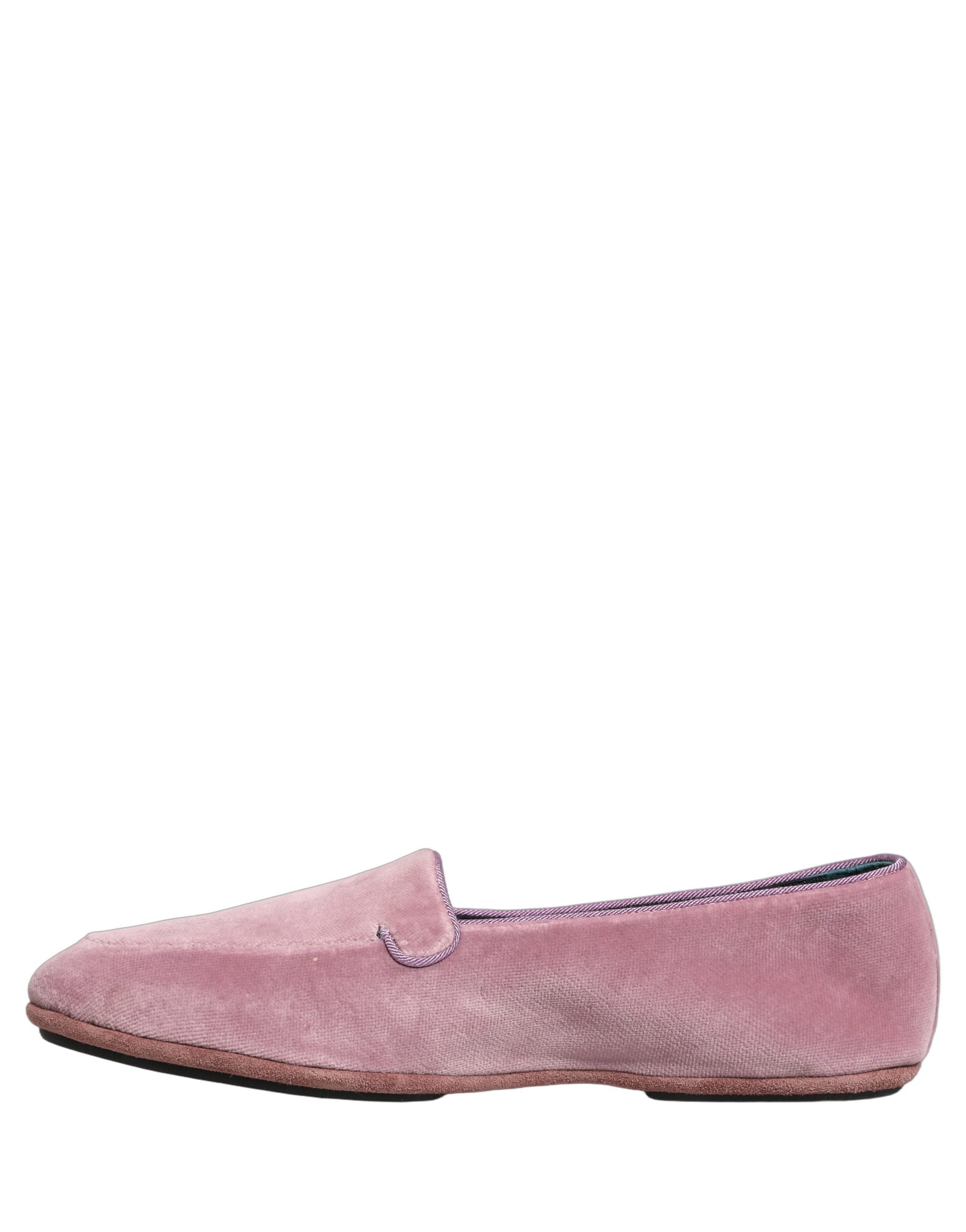 Dolce & Gabbana Pink Velvet Slip On Men Flats Loafers Men's Shoes
