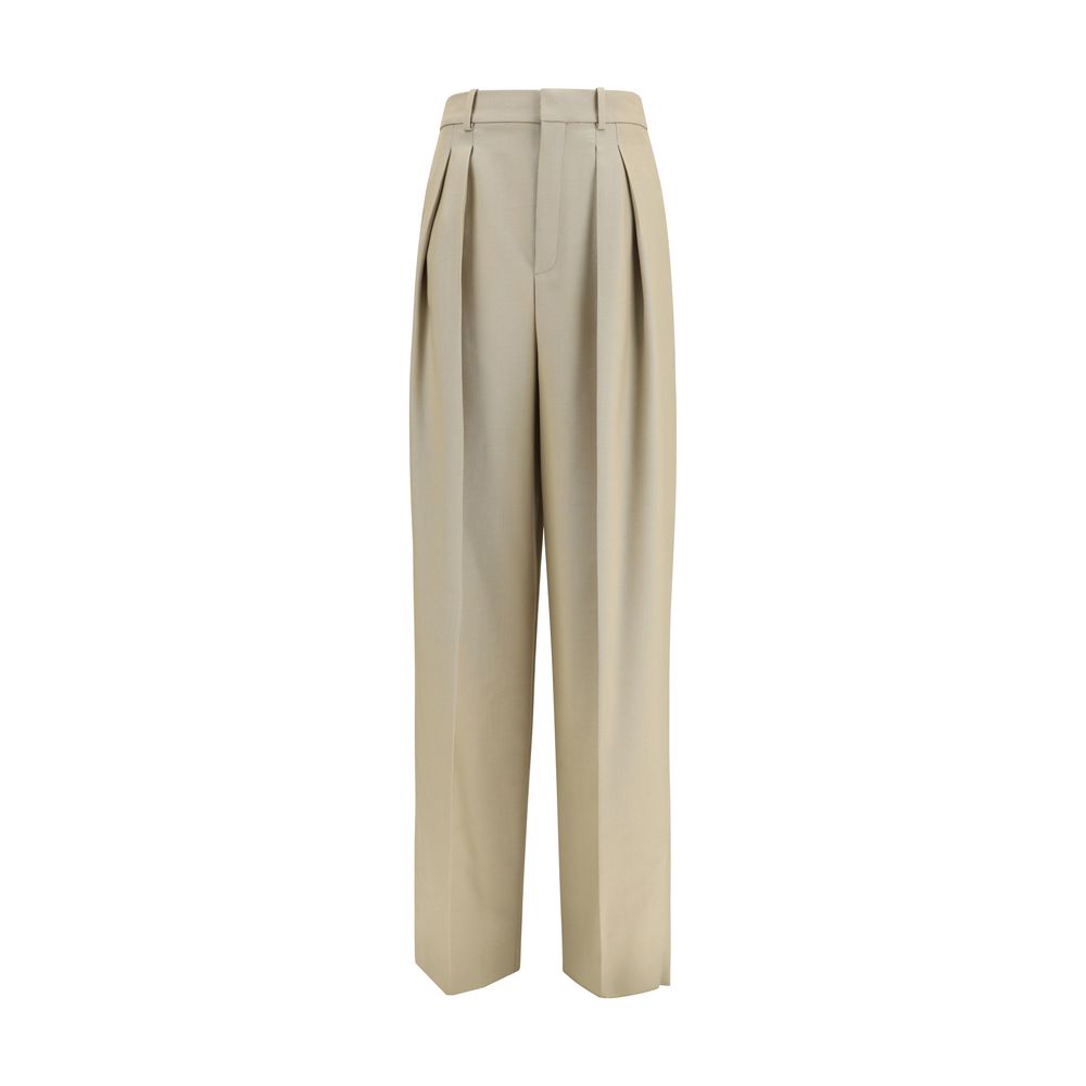 Saint Laurent Beige Wool Oves Aries Dress Women's Pants