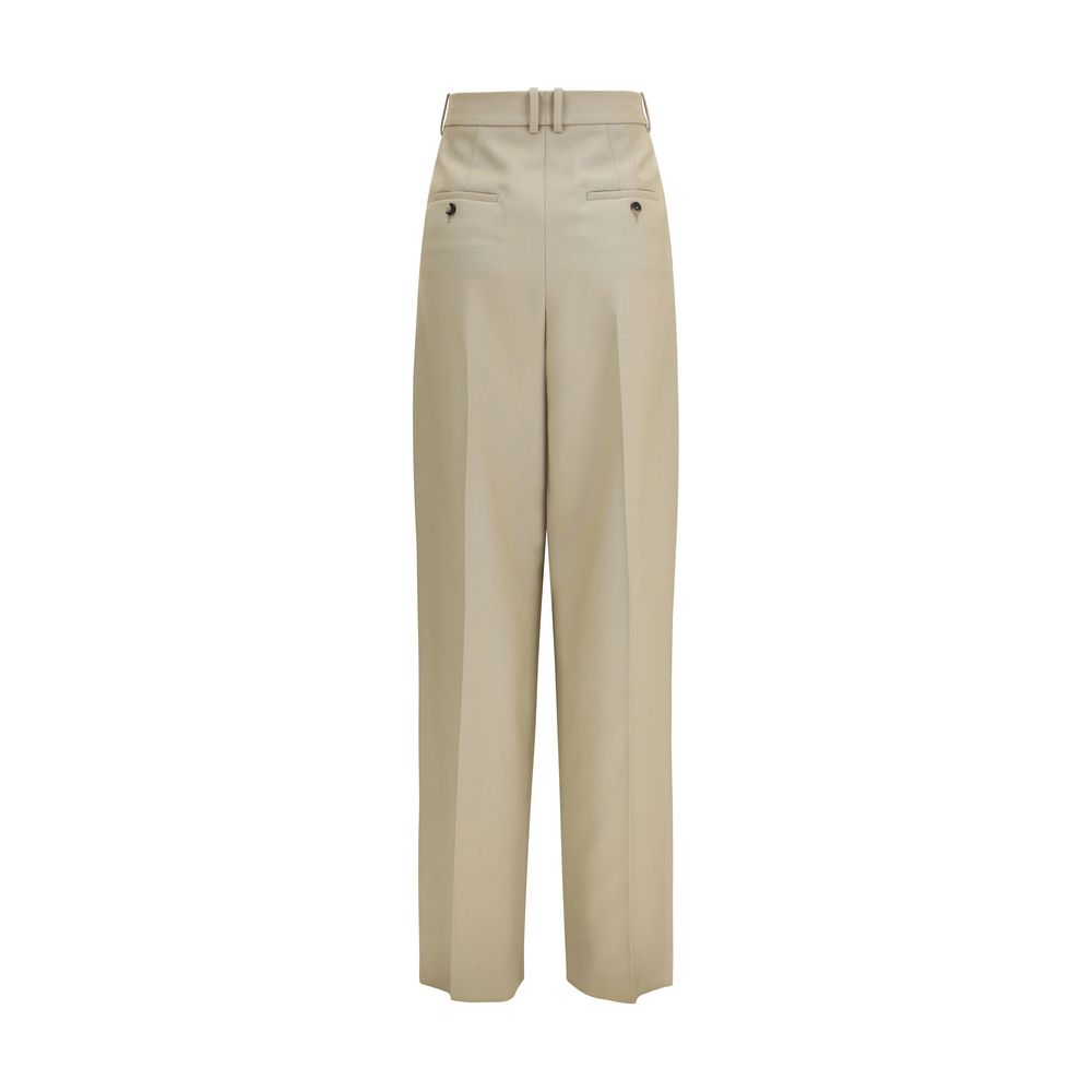 Saint Laurent Beige Wool Oves Aries Dress Women's Pants