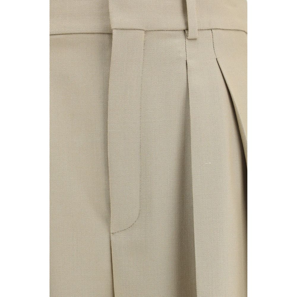 Saint Laurent Beige Wool Oves Aries Dress Women's Pants