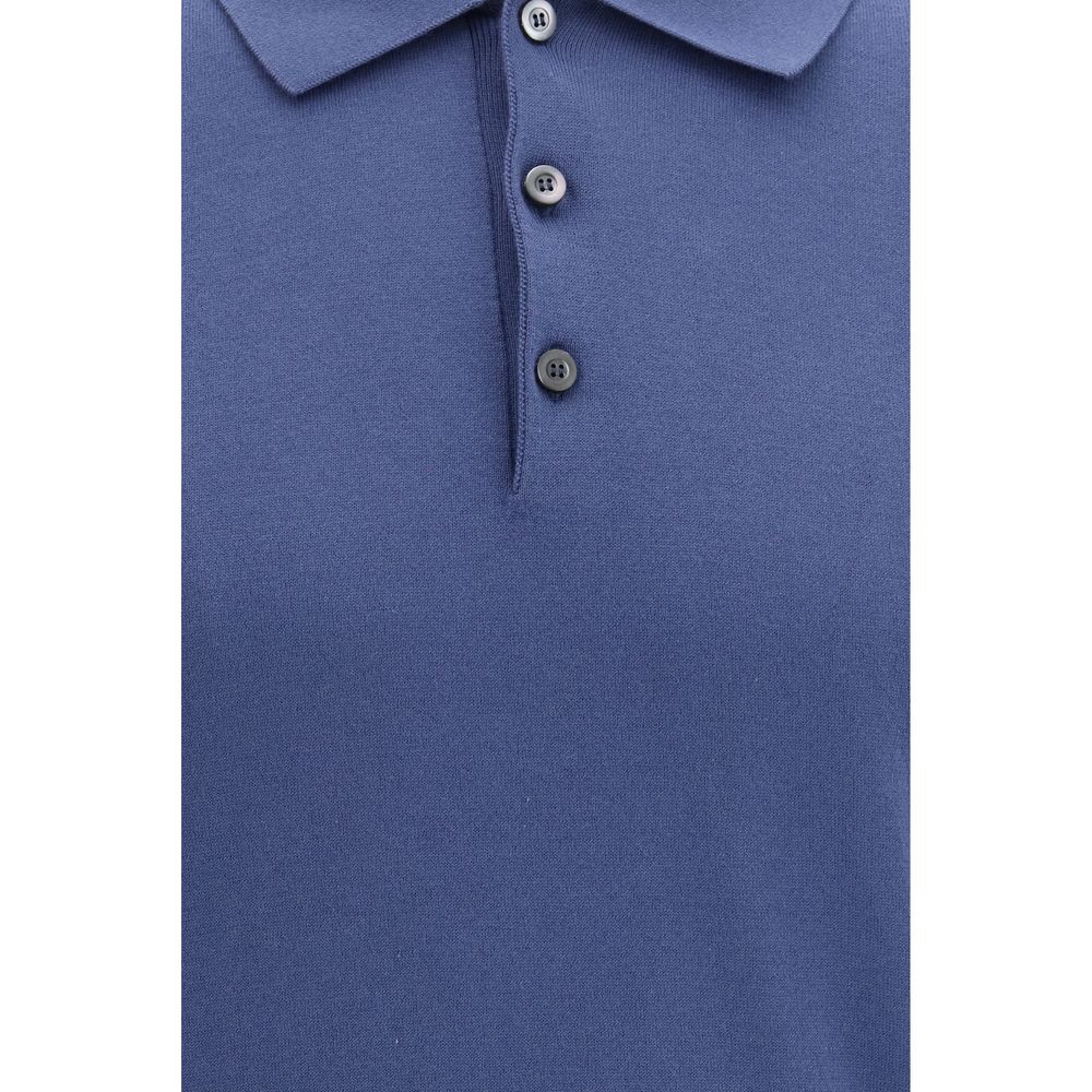 Piacenza Cashmere Blue Cotton Polo Men's Shirt