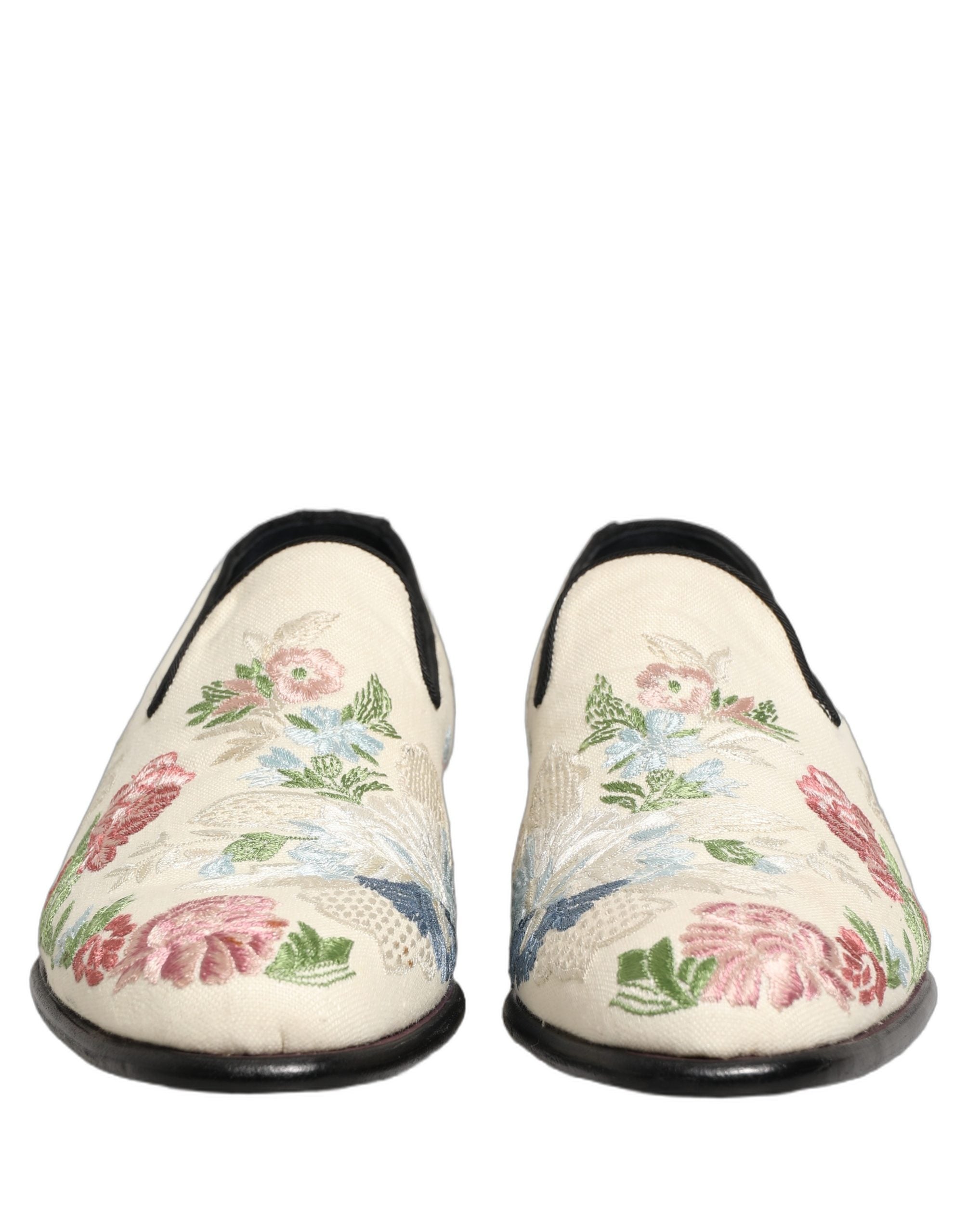 Dolce & Gabbana White Floral Embroidery Dress Loafers Men's Shoes (Pre-Owned)