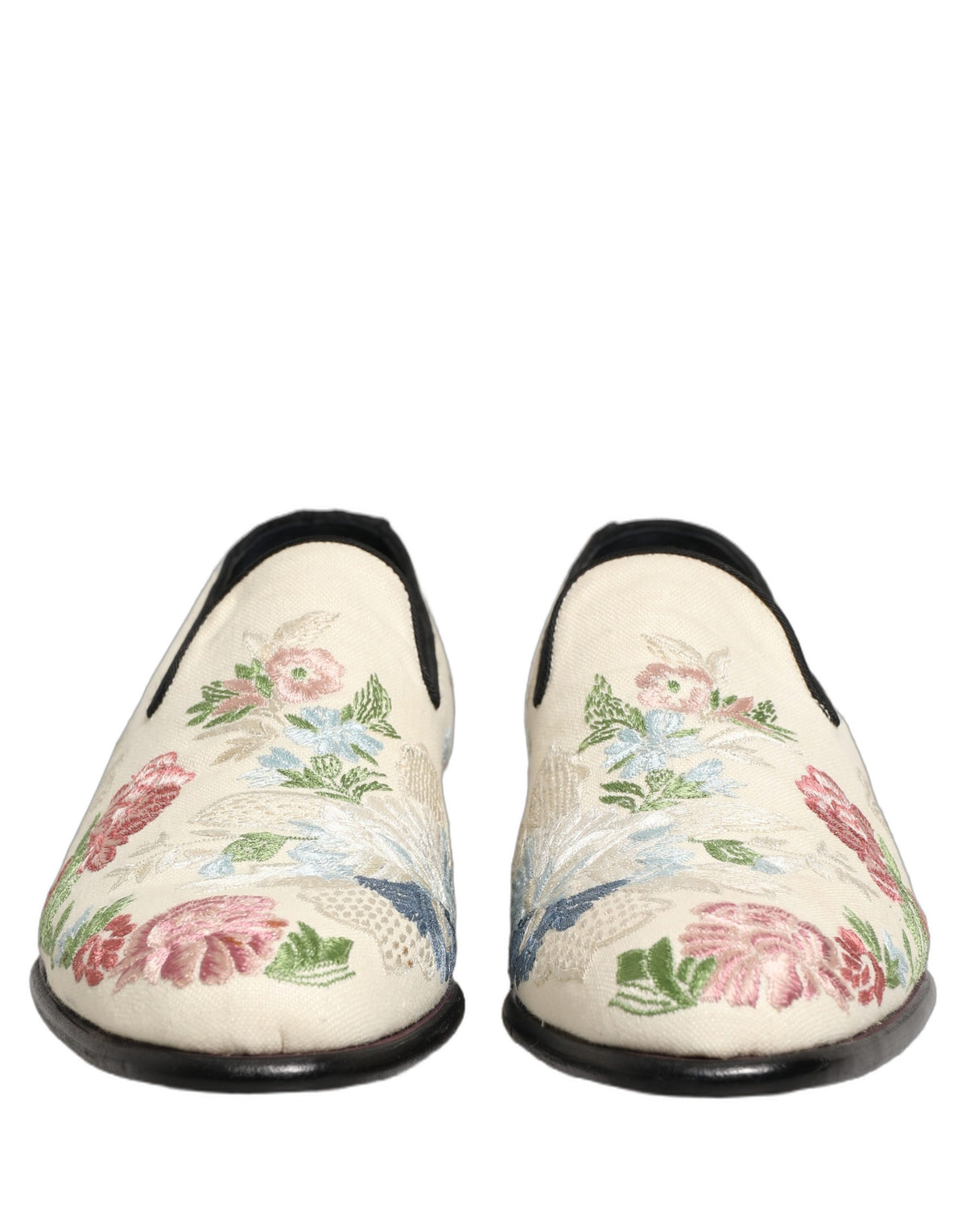 Dolce & Gabbana White Floral Embroidery Dress Loafers Men's Shoes (Pre-Owned)