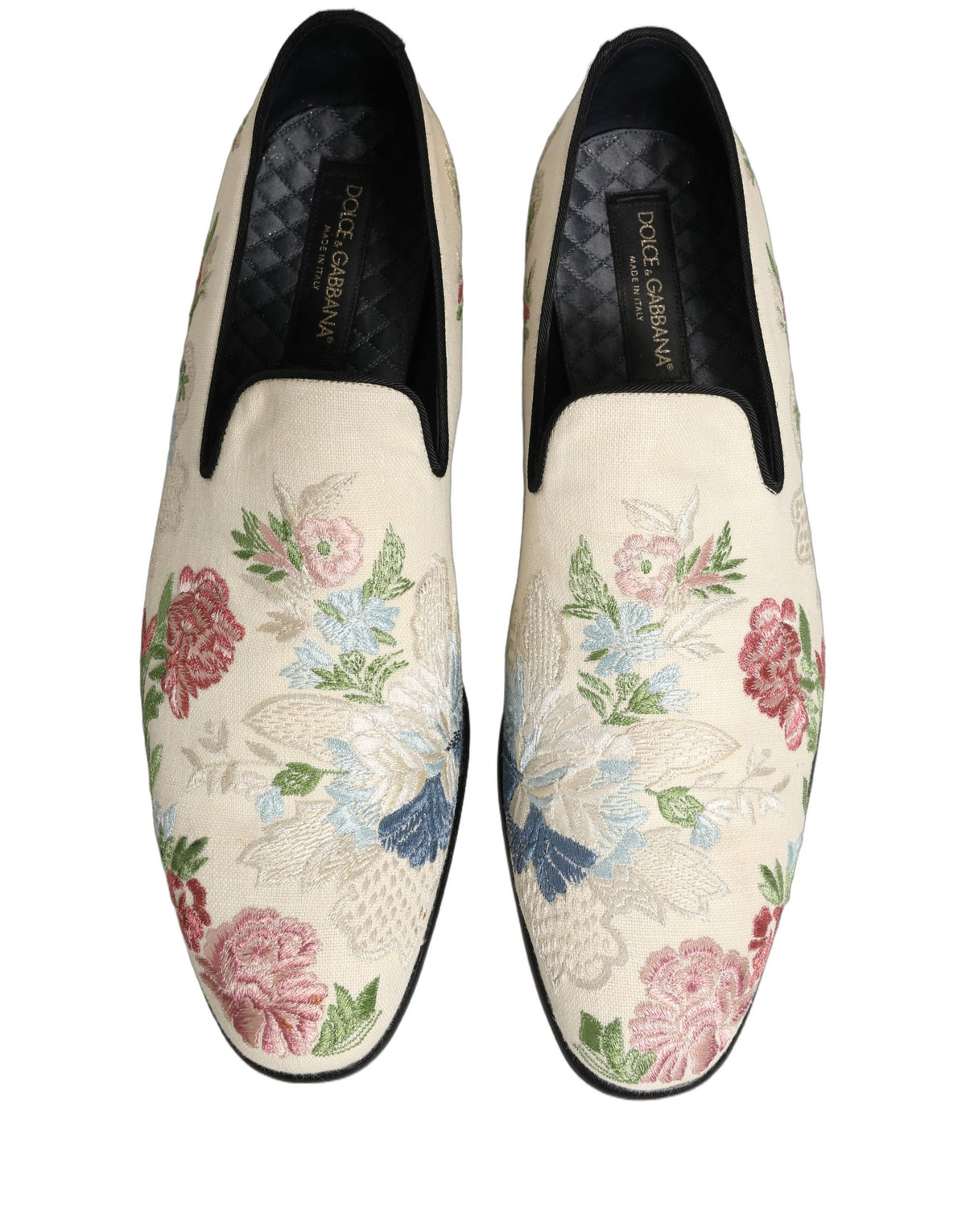 Dolce & Gabbana White Floral Embroidery Dress Loafers Men's Shoes (Pre-Owned)