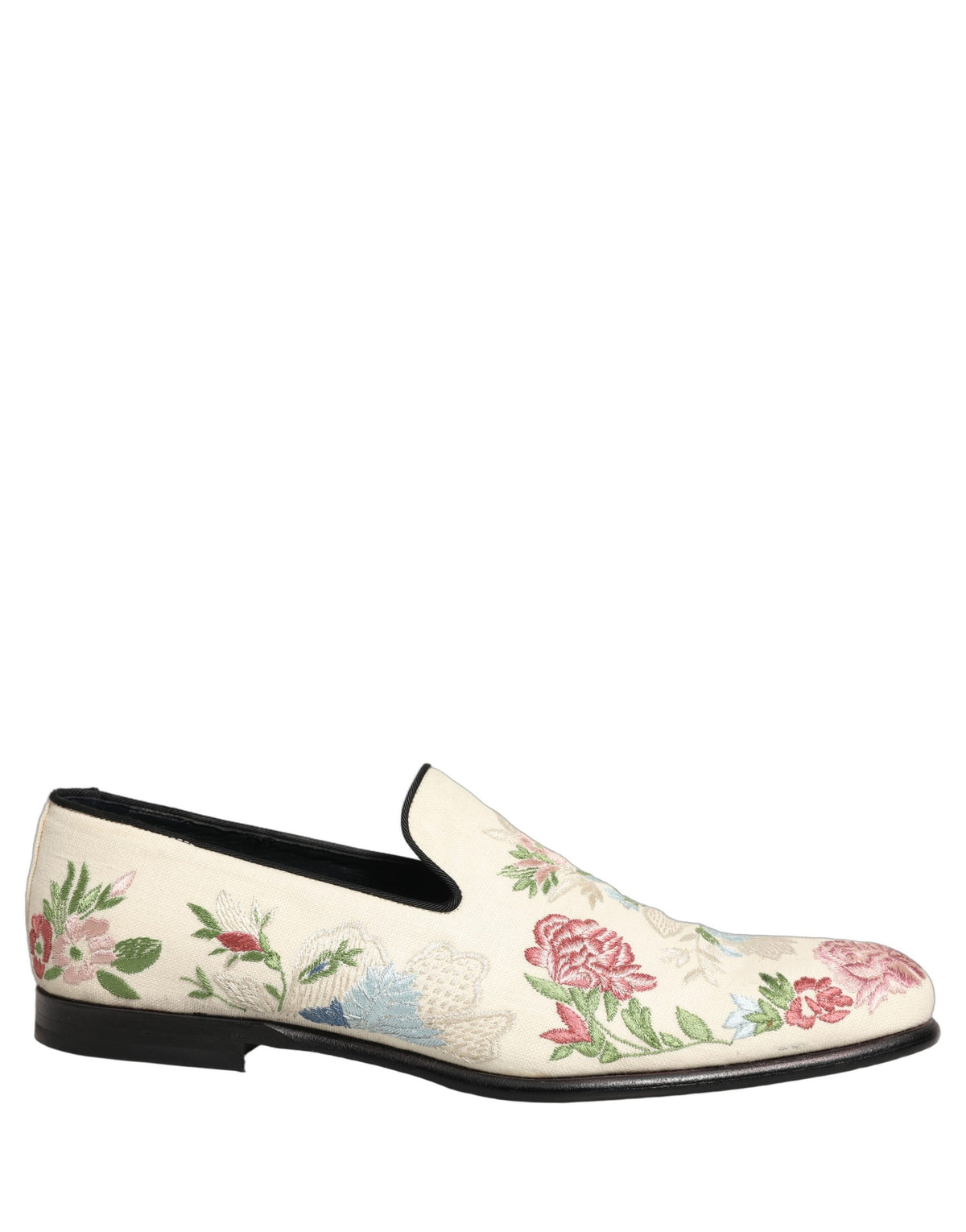 Dolce & Gabbana White Floral Embroidery Dress Loafers Men's Shoes (Pre-Owned)