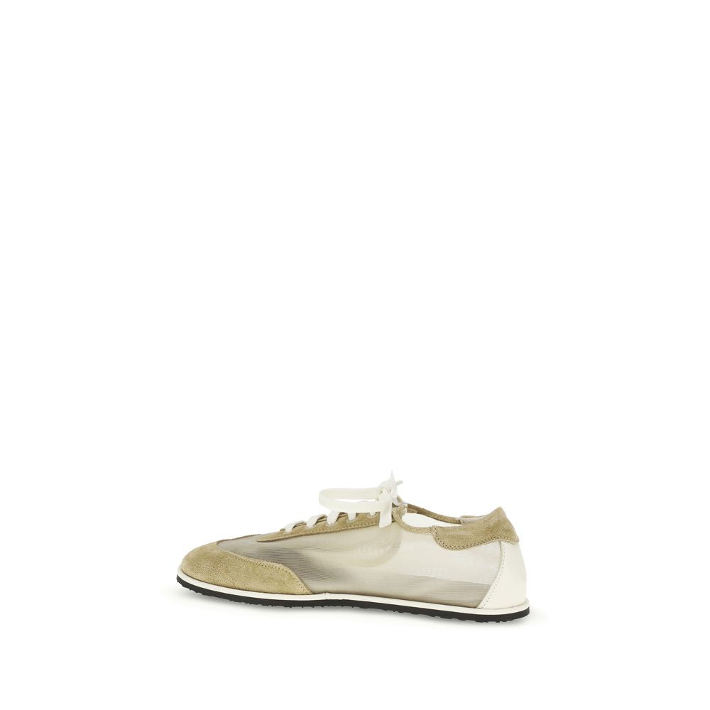 Dear Frances Beige Calf Leather Bos Taurus Low Top Women's Sneakers