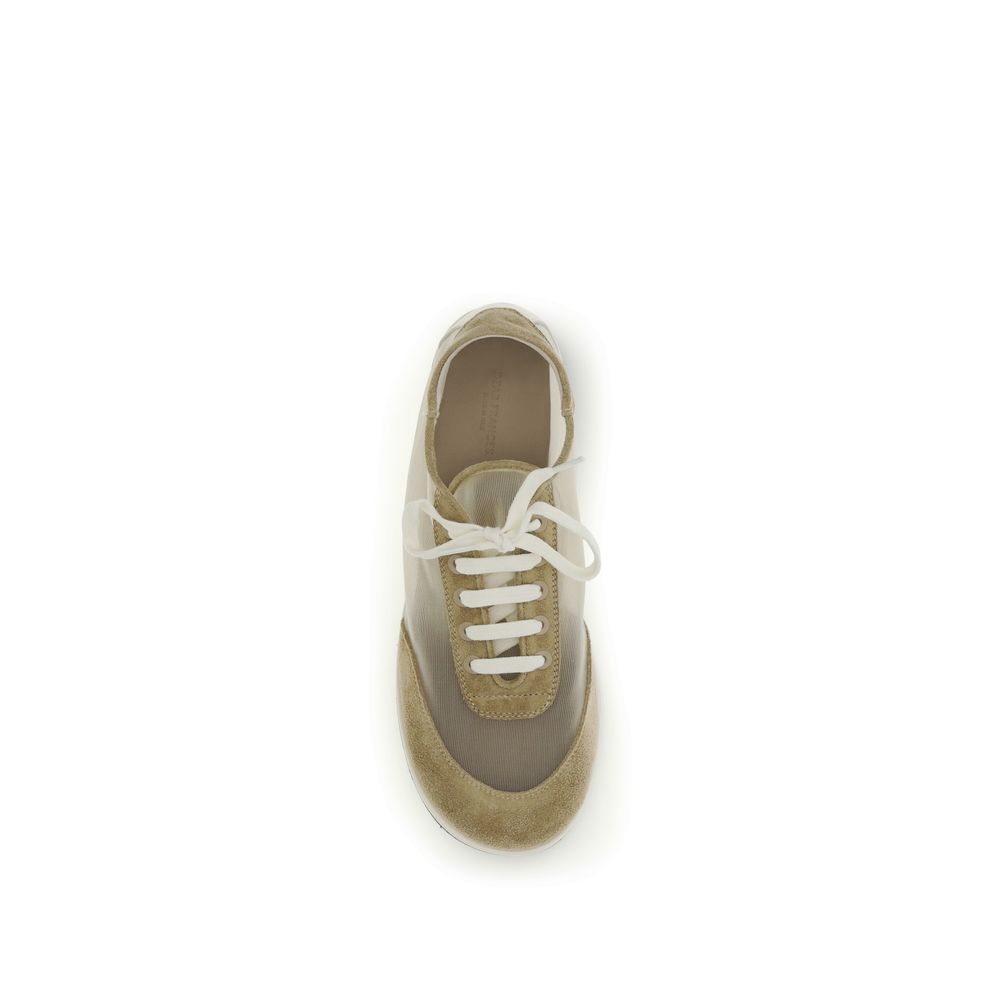 Dear Frances Beige Calf Leather Bos Taurus Low Top Women's Sneakers