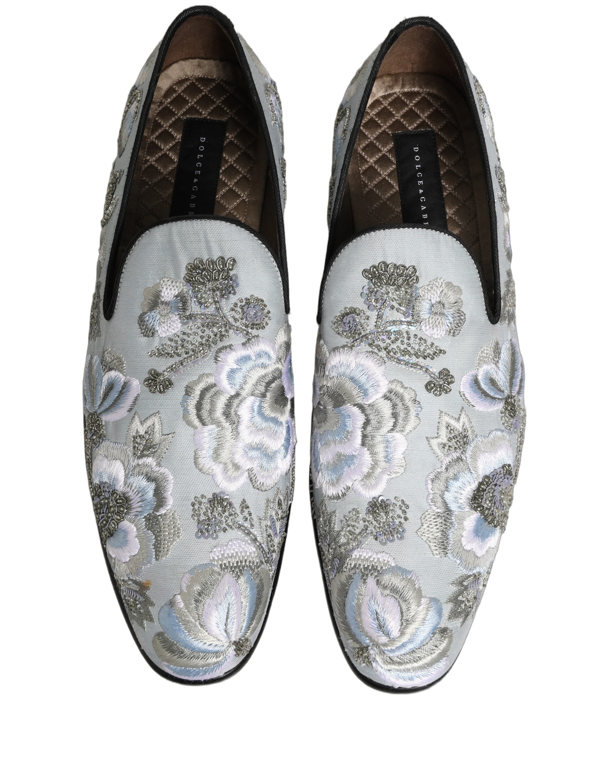 Dolce & Gabbana White Floral Embellished Men Loafers Men's Shoes (Pre-Owned)