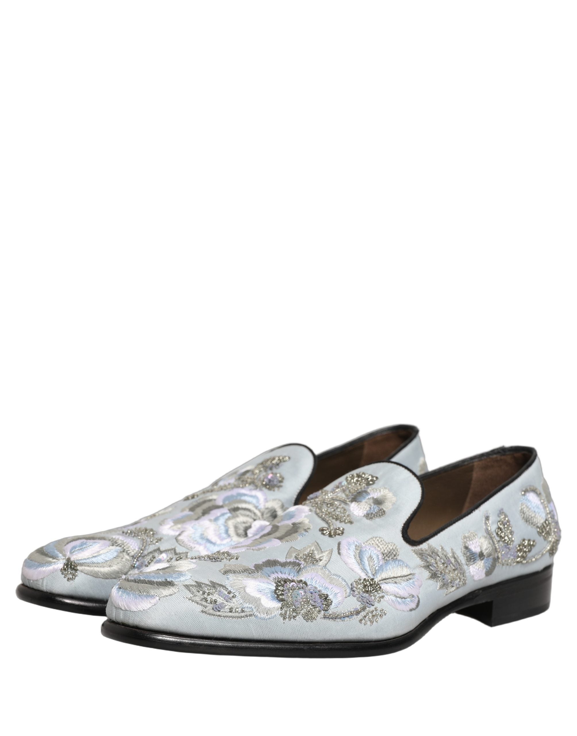 Dolce & Gabbana White Floral Embellished Men Loafers Men's Shoes (Pre-Owned)
