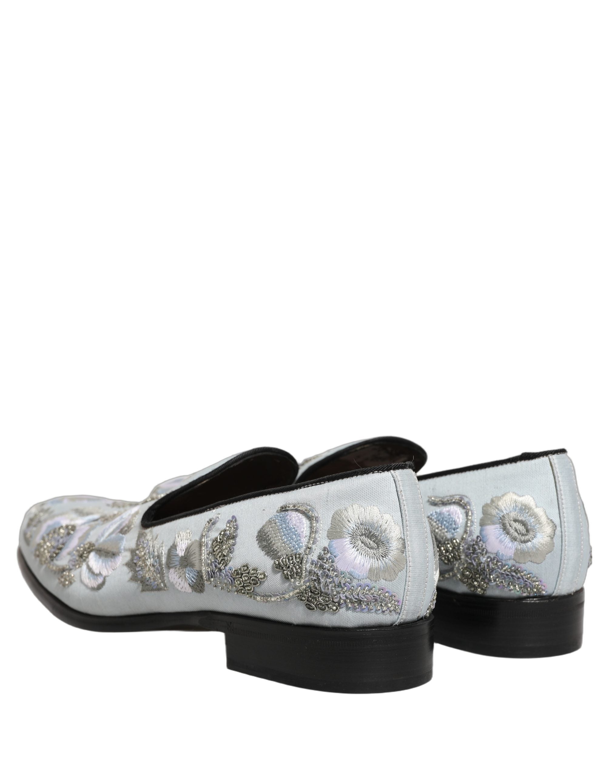 Dolce & Gabbana White Floral Embellished Men Loafers Men's Shoes (Pre-Owned)