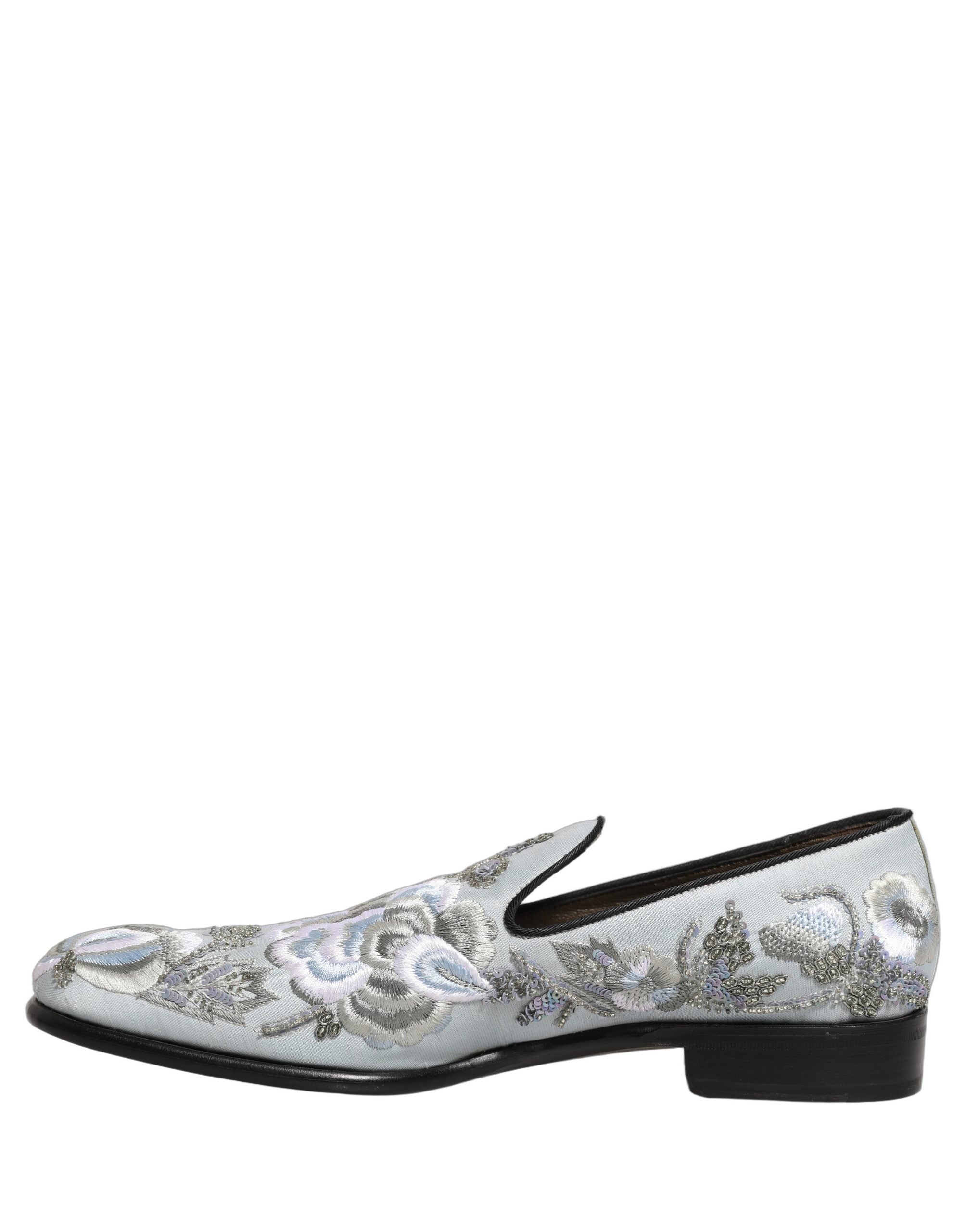 Dolce & Gabbana White Floral Embellished Men Loafers Men's Shoes (Pre-Owned)