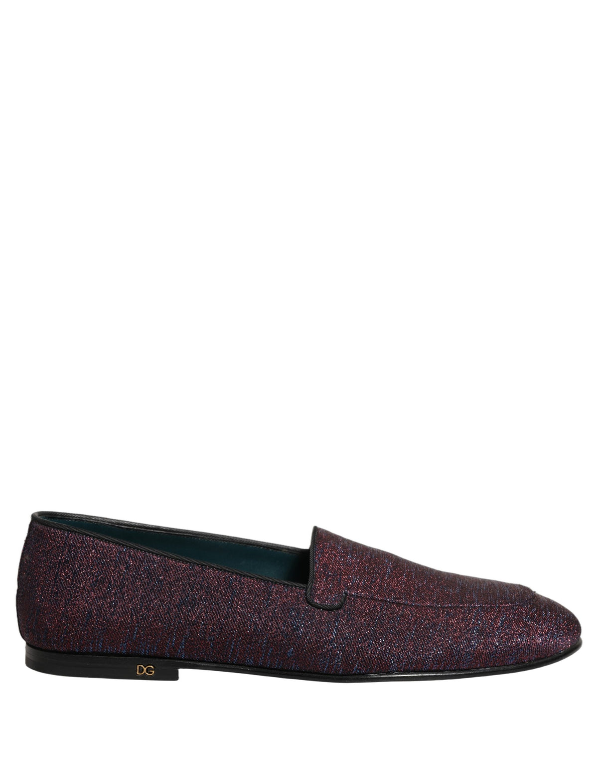 Dolce & Gabbana Maroon Glitter Lurex Logo Dress Loafers Men's Shoes