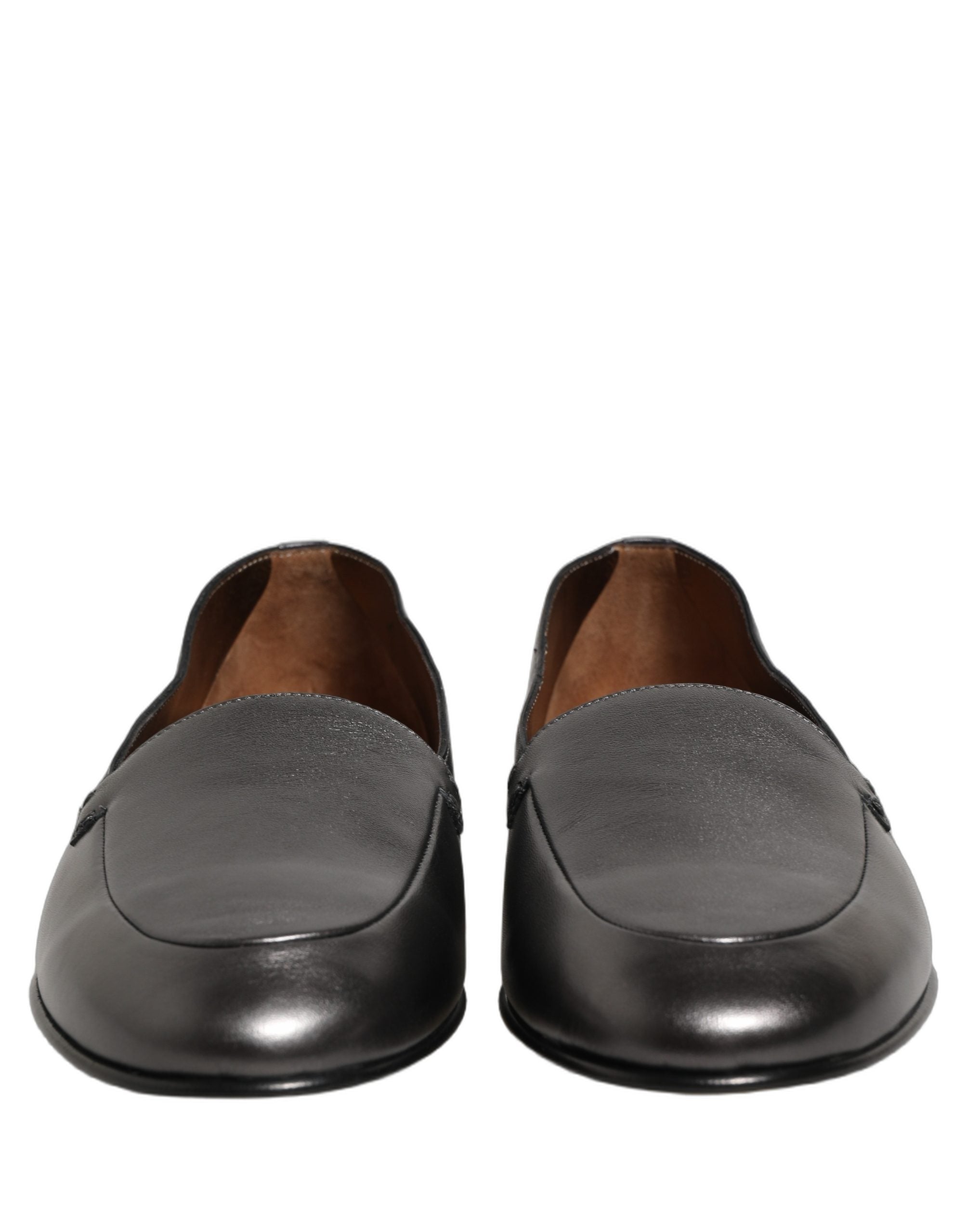 Dolce & Gabbana Silver Leather DG Logo Slip On Loafers Men's Shoes