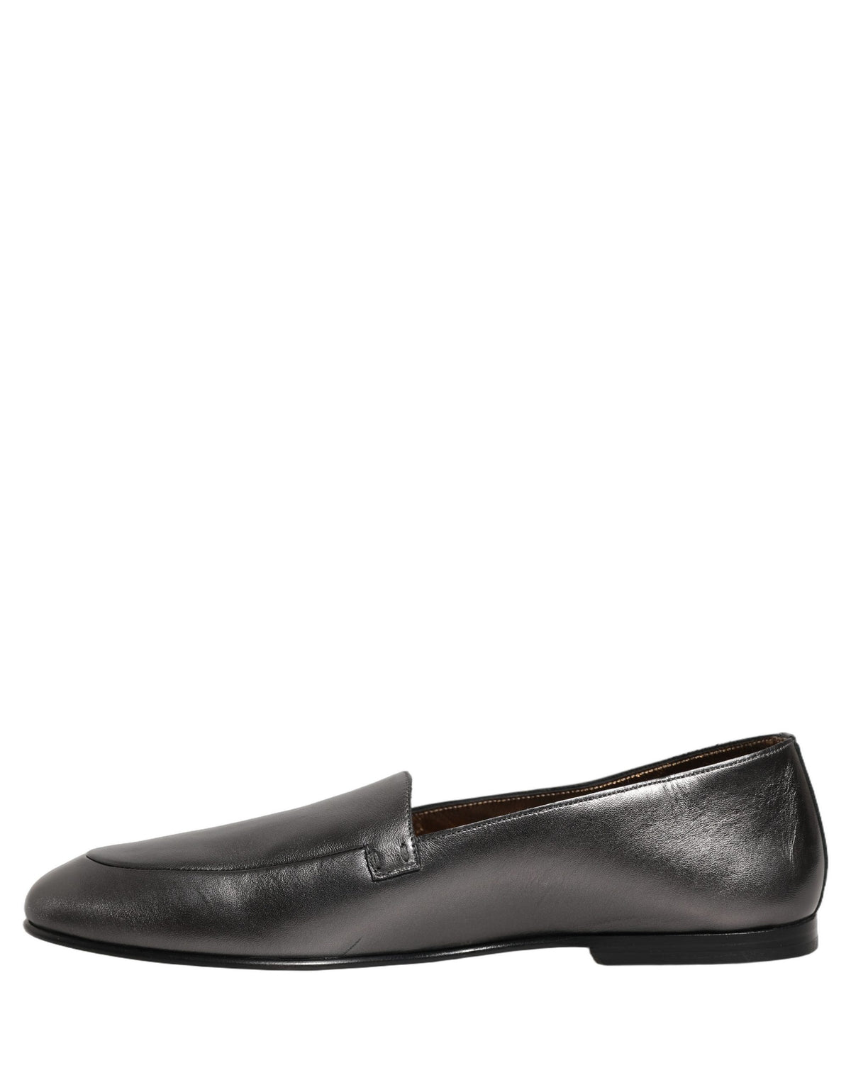 Dolce & Gabbana Silver Leather DG Logo Slip On Loafers Men's Shoes