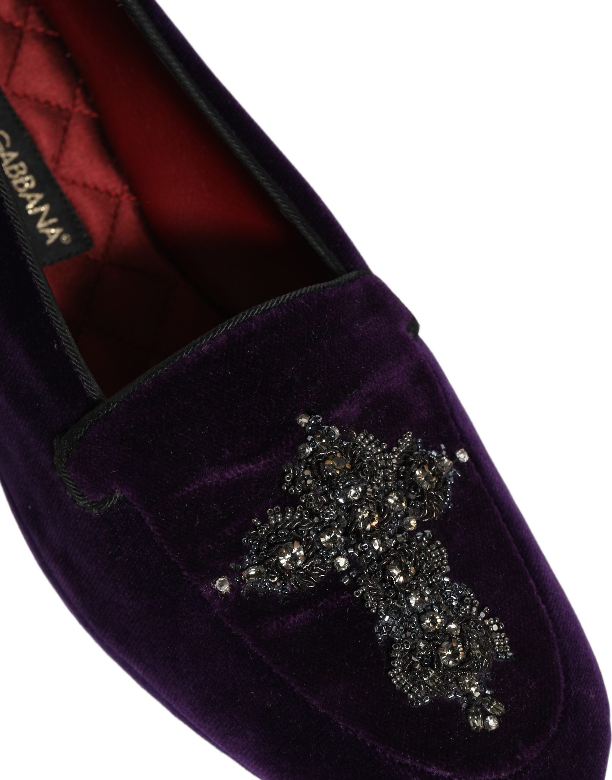 Dolce & Gabbana Violet Suede Embellished Dress Loafers Men's Shoes