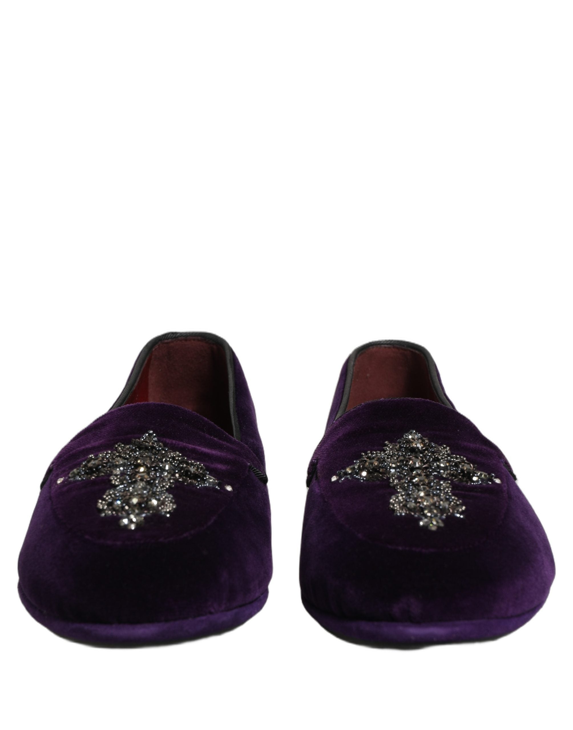 Dolce & Gabbana Violet Suede Embellished Dress Loafers Men's Shoes