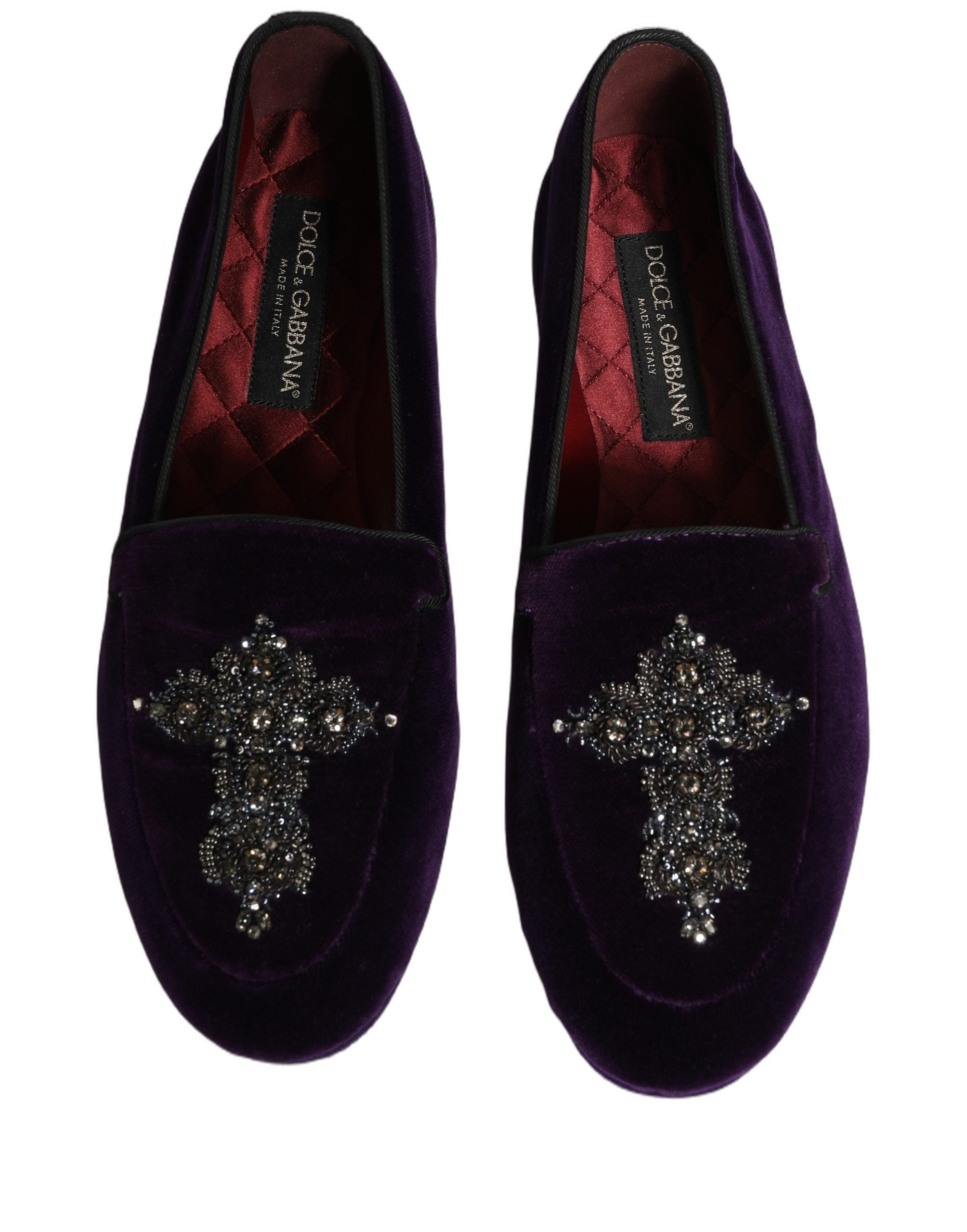 Dolce & Gabbana Violet Suede Embellished Dress Loafers Men's Shoes