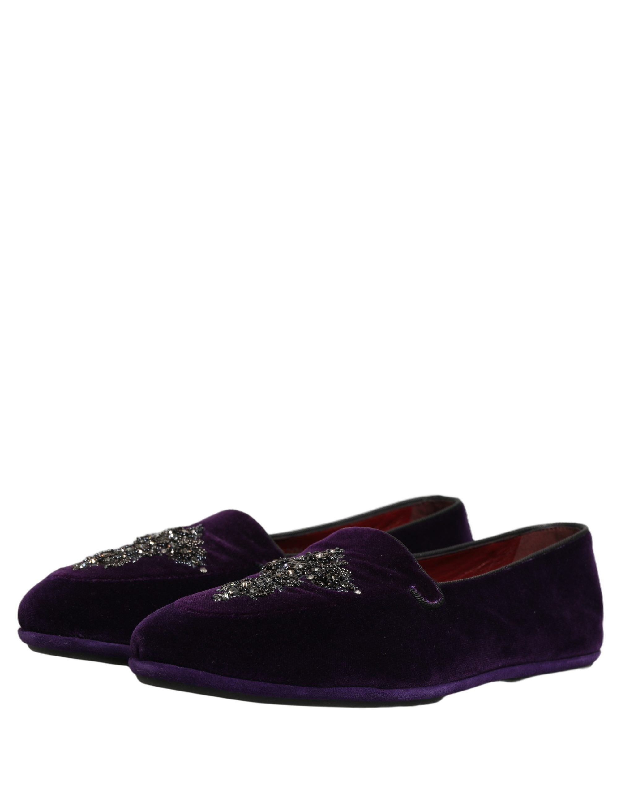 Dolce & Gabbana Violet Suede Embellished Dress Loafers Men's Shoes