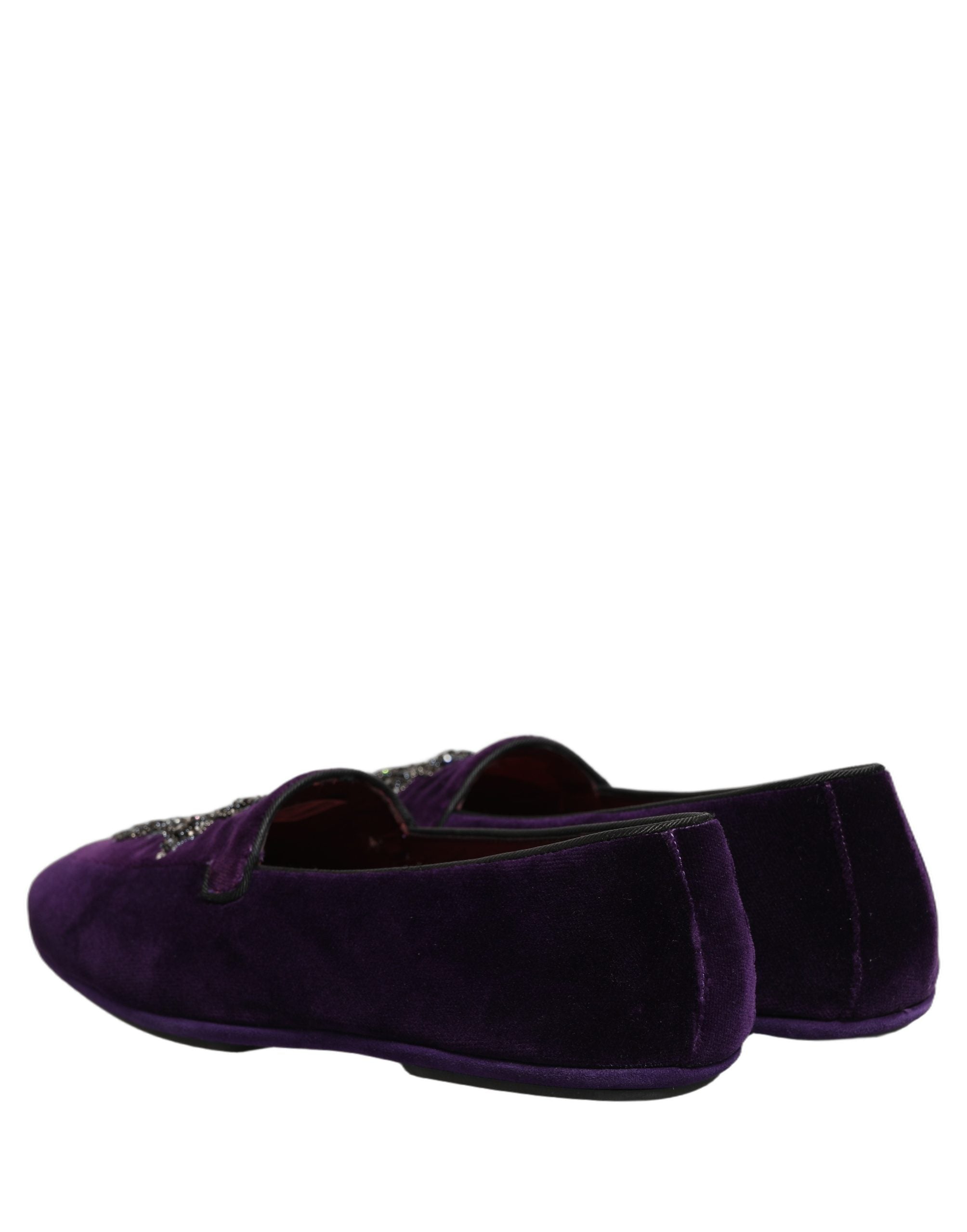 Dolce & Gabbana Violet Suede Embellished Dress Loafers Men's Shoes
