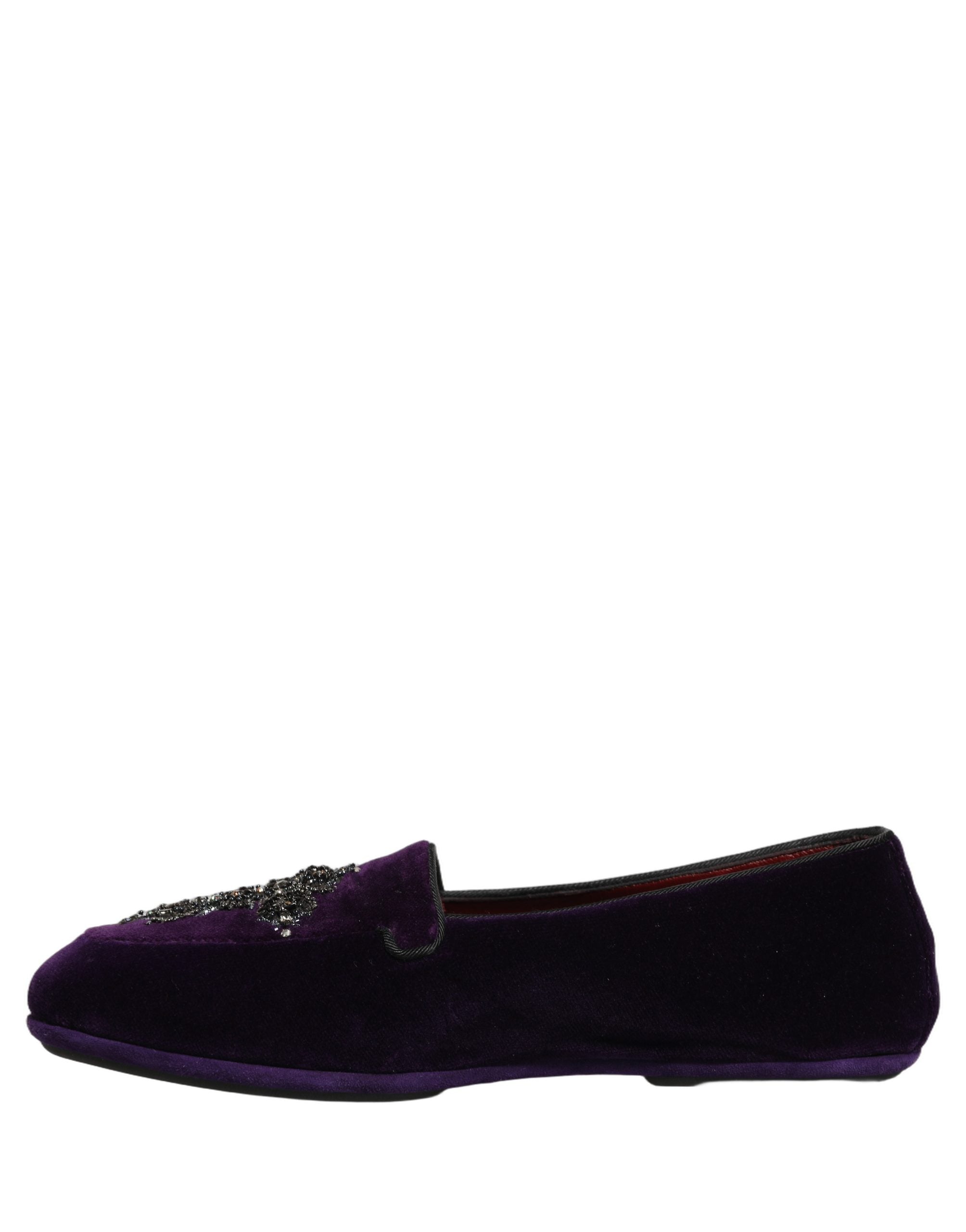 Dolce & Gabbana Violet Suede Embellished Dress Loafers Men's Shoes