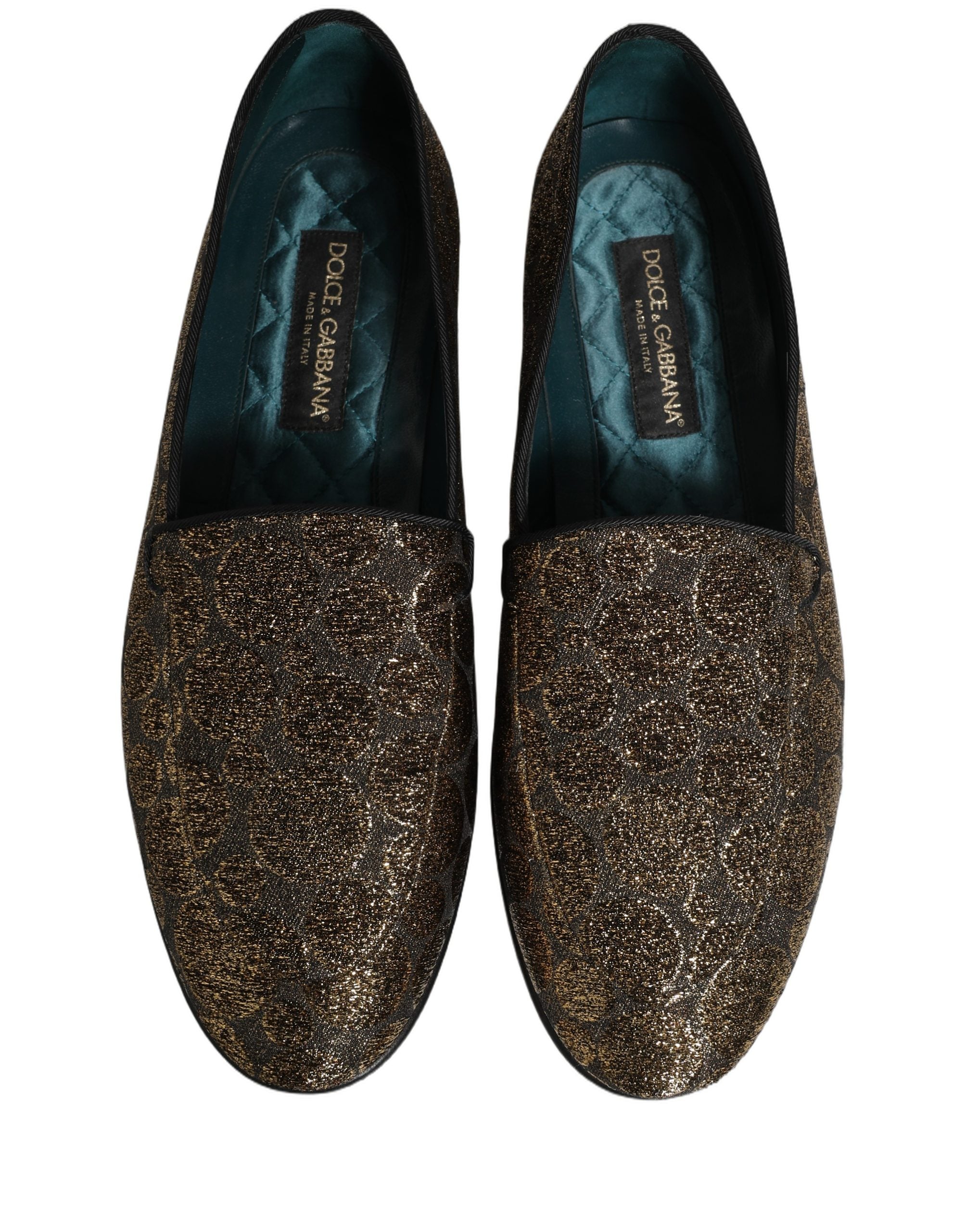 Dolce & Gabbana Gold Lurex Glitter Men Slip On Loafers Men's Shoes