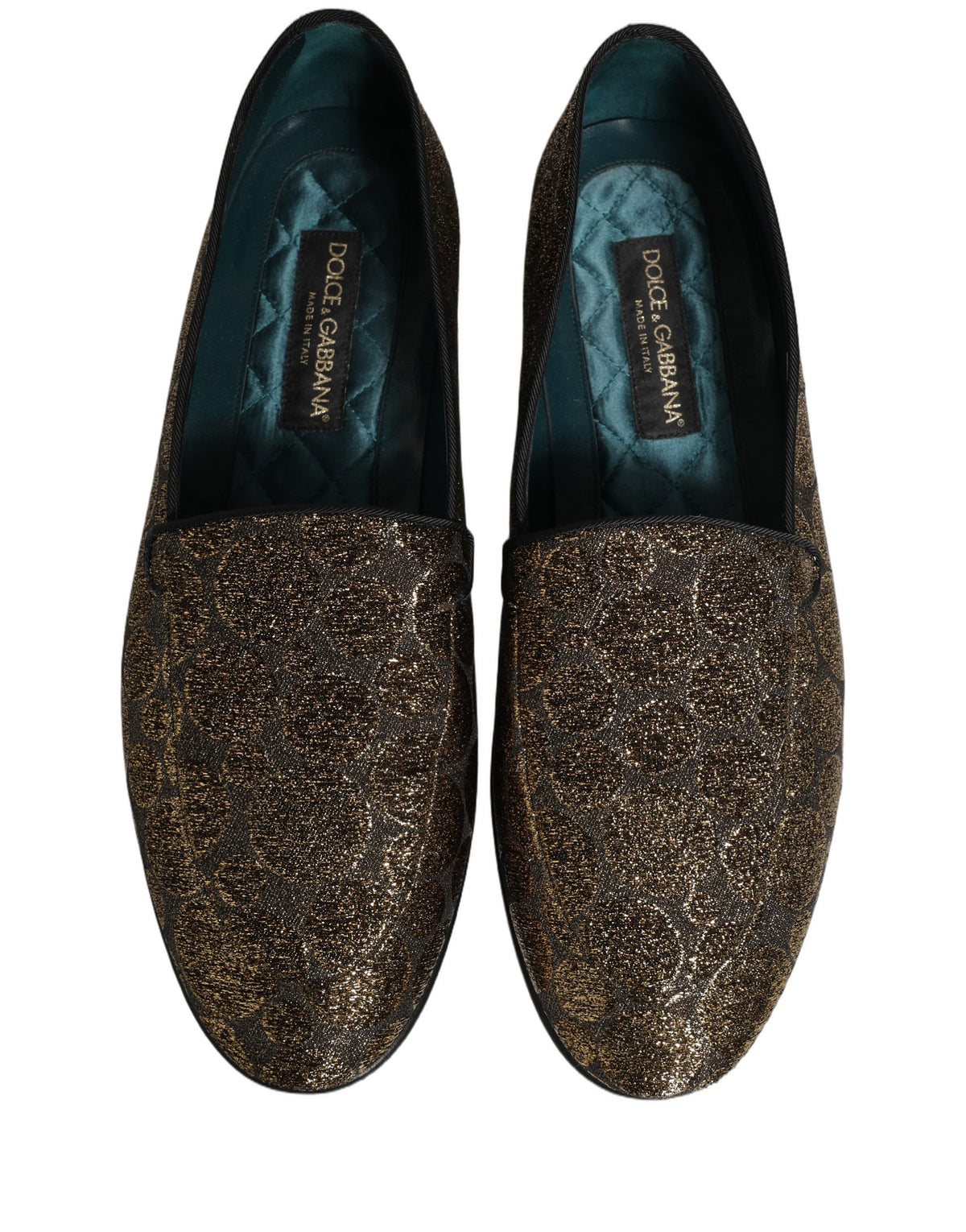 Dolce & Gabbana Gold Lurex Glitter Men Slip On Loafers Men's Shoes