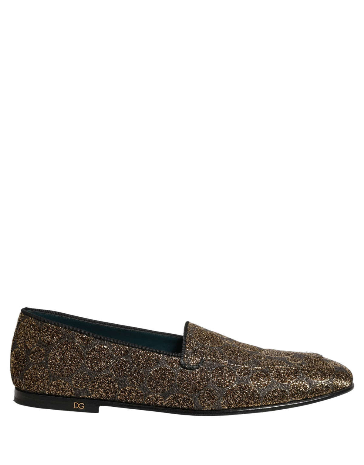 Dolce & Gabbana Gold Lurex Glitter Men Slip On Loafers Men's Shoes