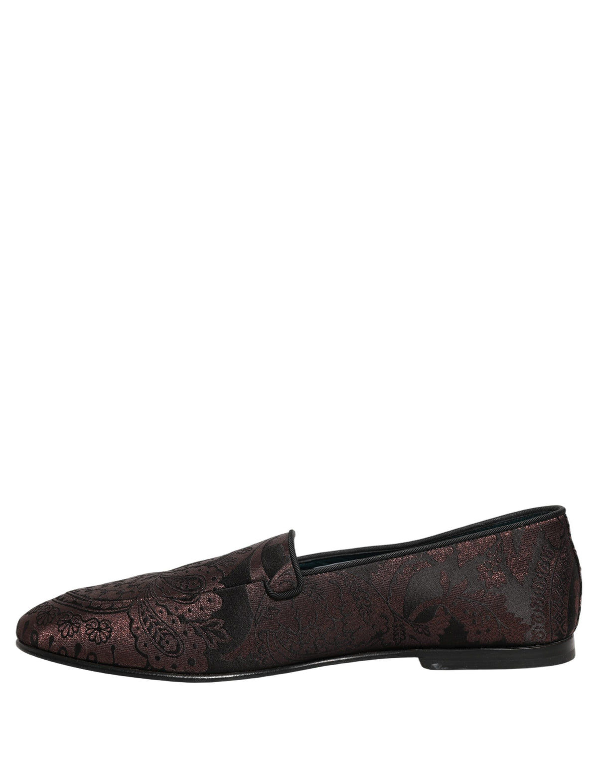 Dolce & Gabbana Maroon Jacquard Leather Slip On Loafers Men's Shoes