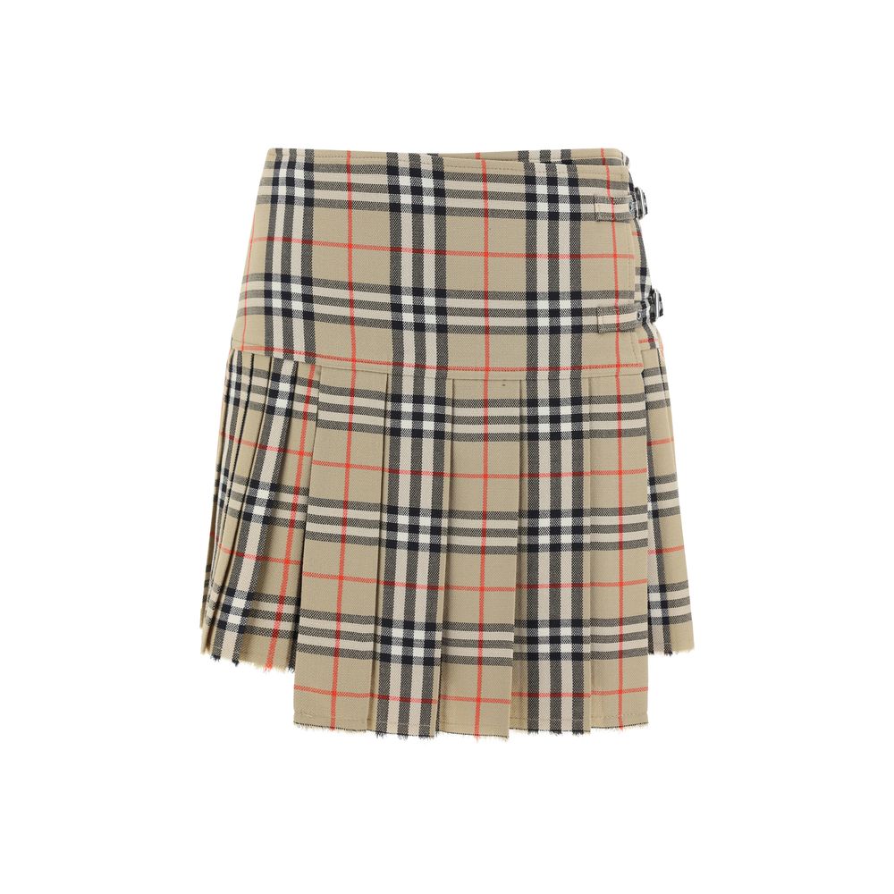Burberry Beige Wool Oves Aries Mini Women's Skirt