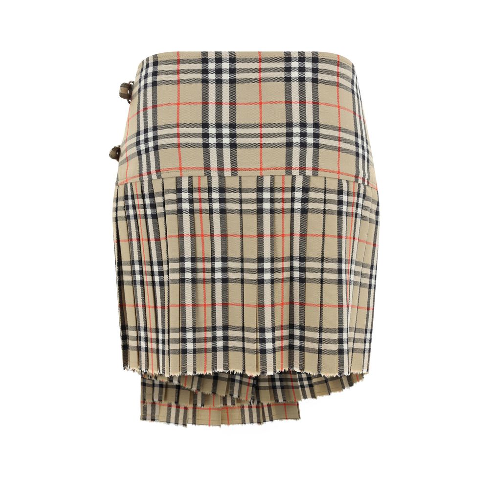 Burberry Beige Wool Oves Aries Mini Women's Skirt