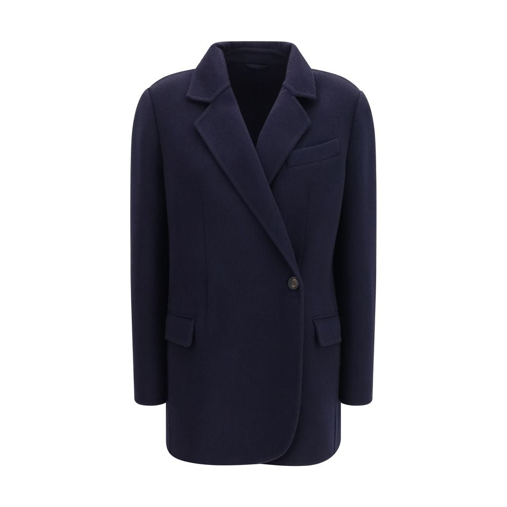 Brunello Cucinelli Blue Wool Oves Aries Full-Length Women's Jacket