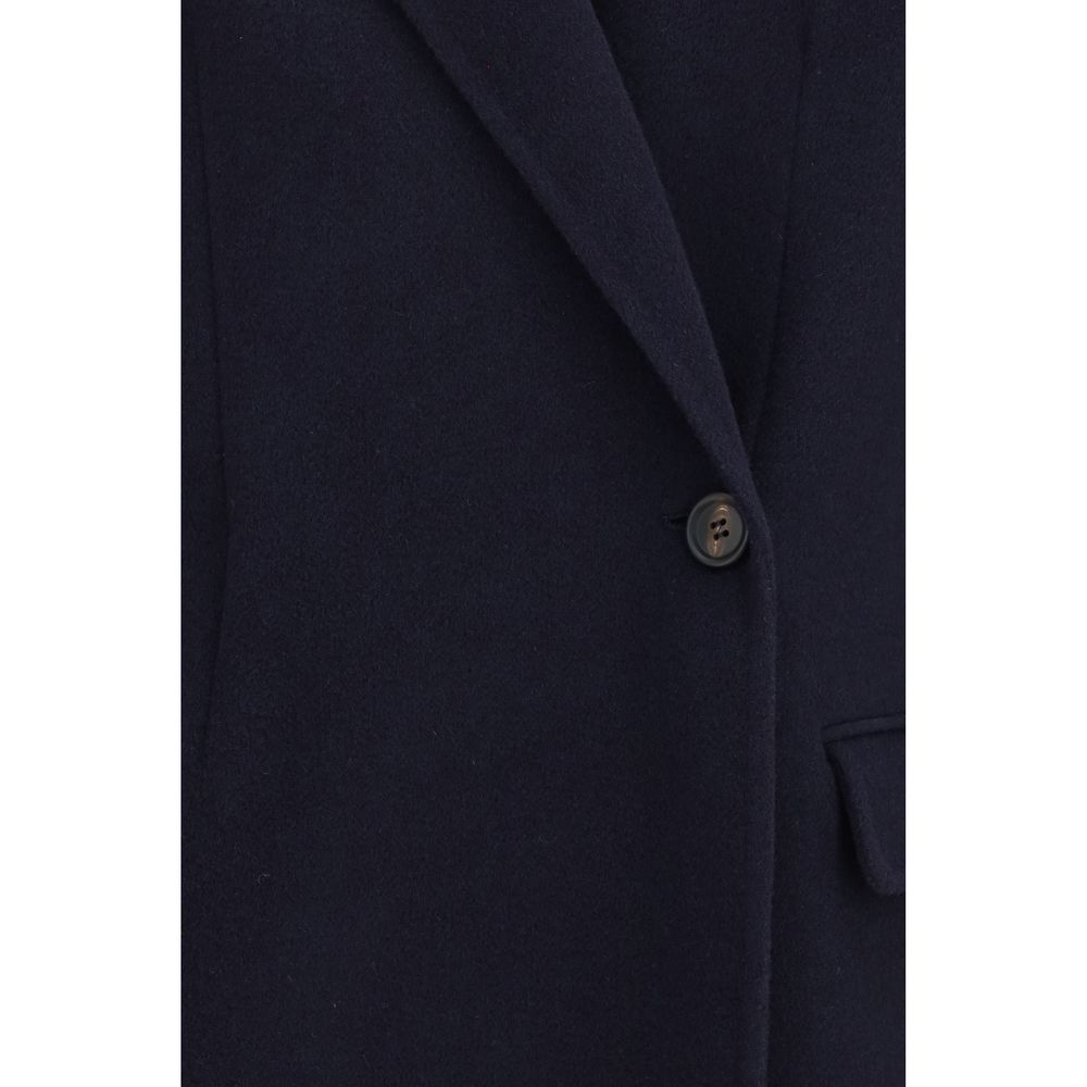 Brunello Cucinelli Blue Wool Oves Aries Full-Length Women's Jacket