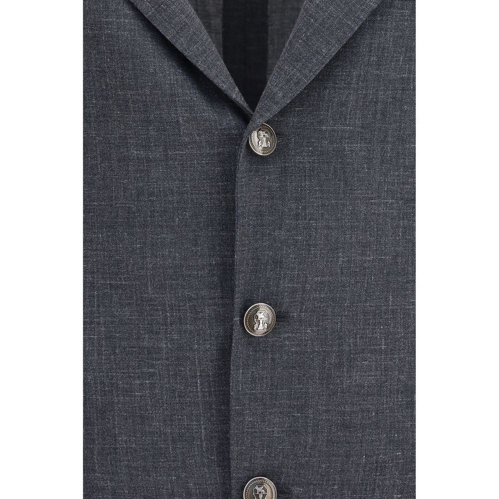 Brunello Cucinelli Gray Wool Oves Aries Men's Blazer