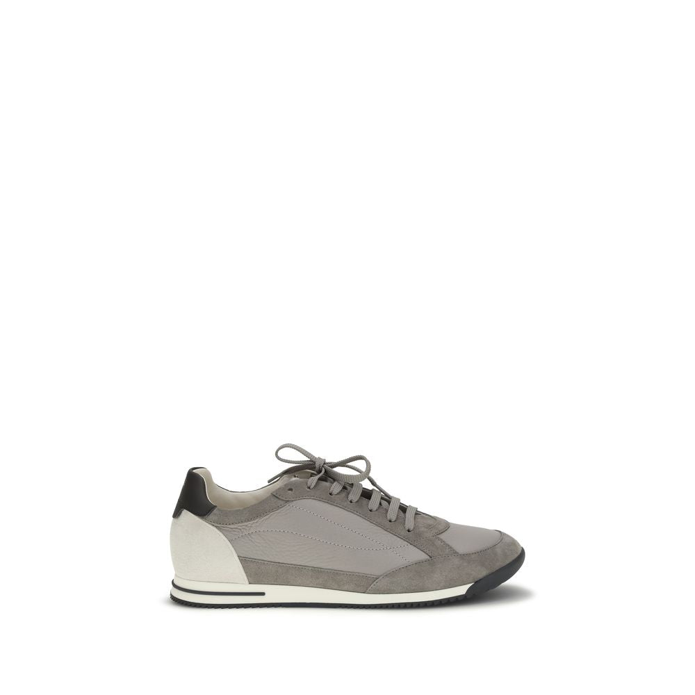 Brunello Cucinelli Gray Calf Leather Bos Taurus Men's Sneakers