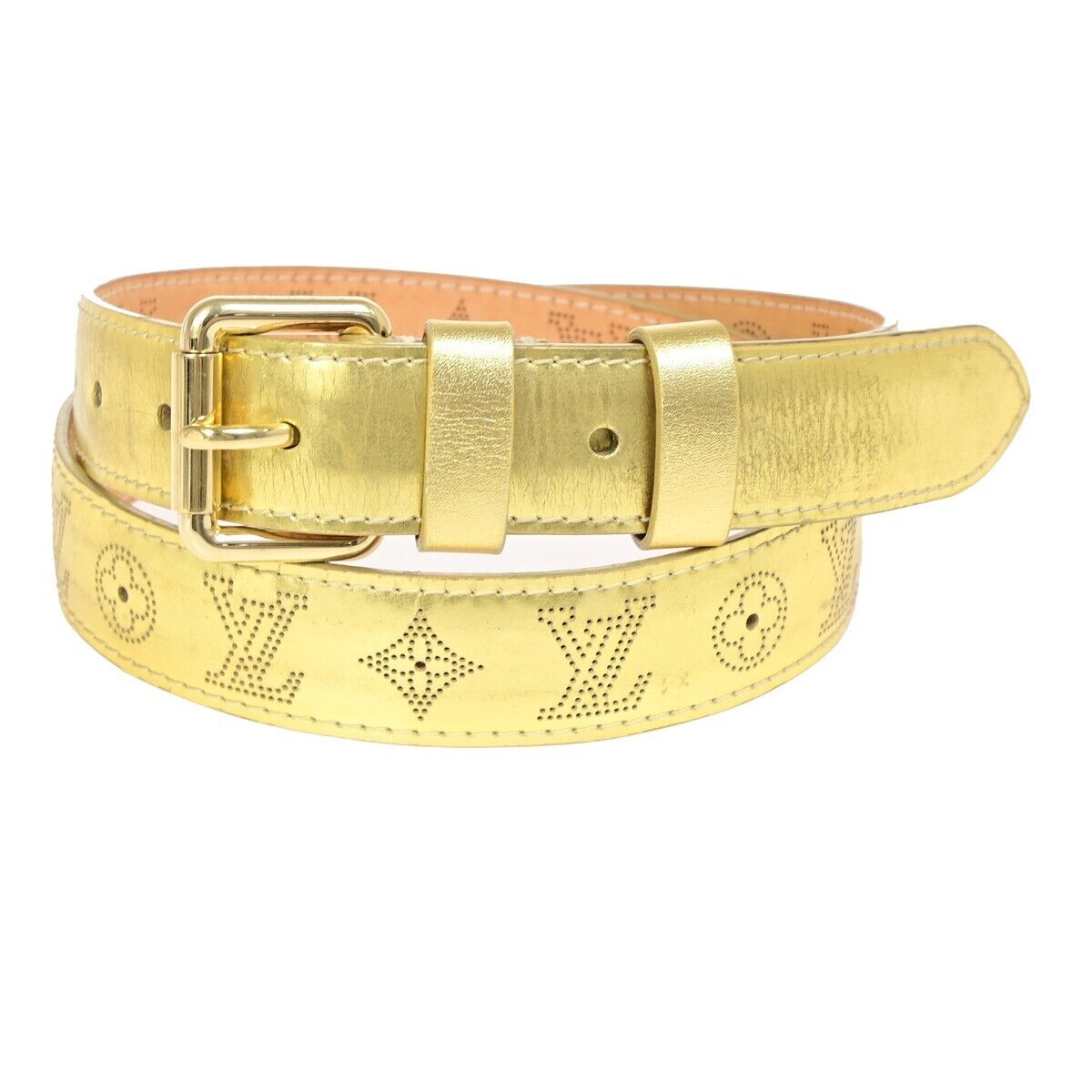 Louis Vuitton Mahina Gold Leather Belt (Pre-Owned)