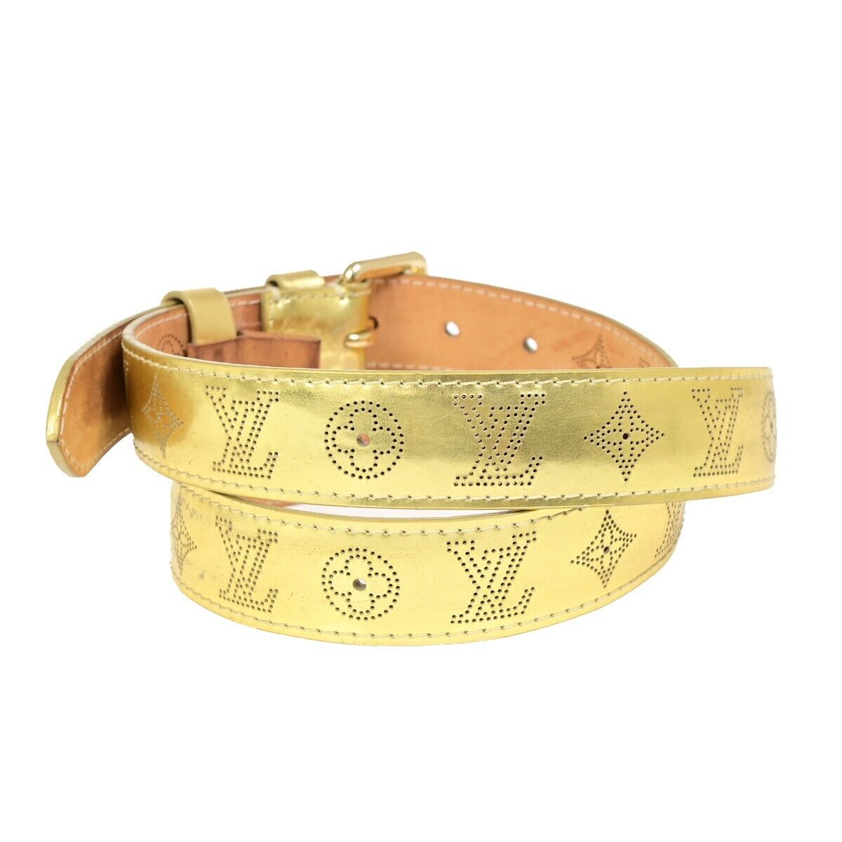 Louis Vuitton Mahina Gold Leather Belt (Pre-Owned)