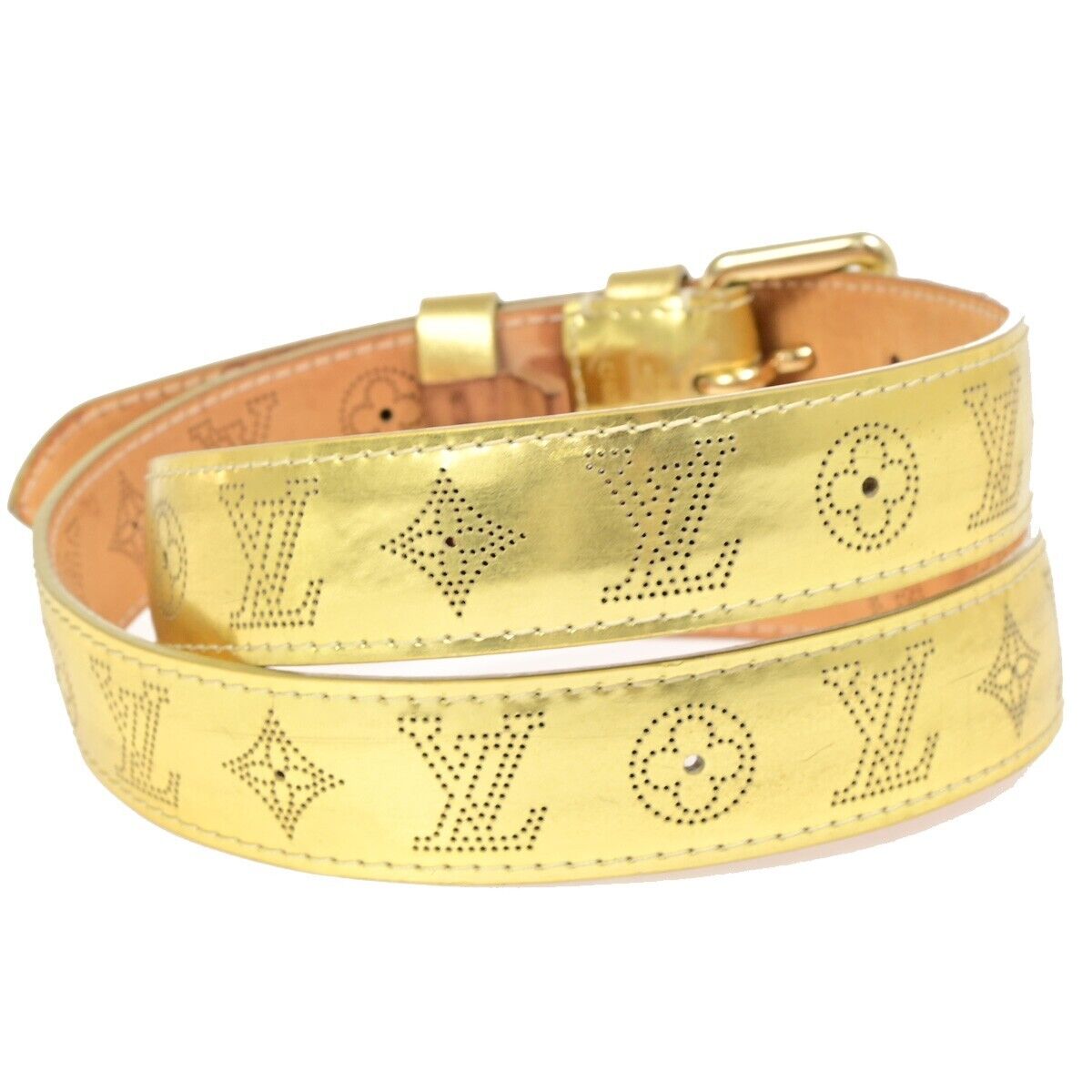 Louis Vuitton Mahina Gold Leather Belt (Pre-Owned)