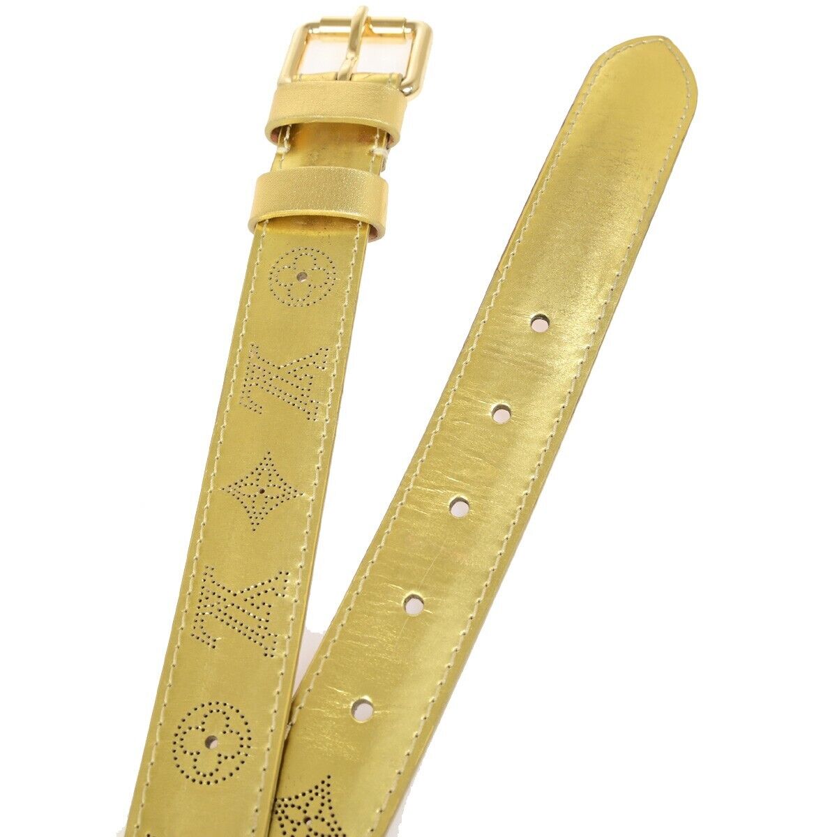 Louis Vuitton Mahina Gold Leather Belt (Pre-Owned)