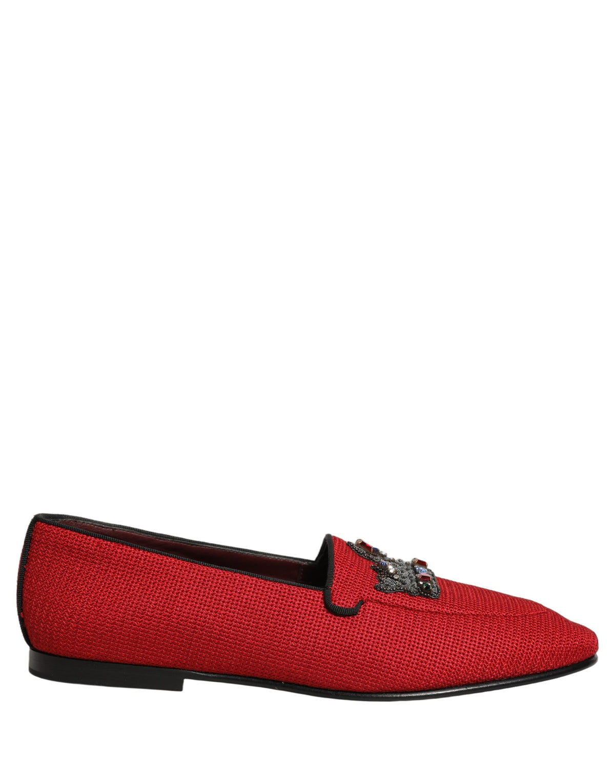 Dolce & Gabbana Red Crown Embellished Dress Loafers Men's Shoes