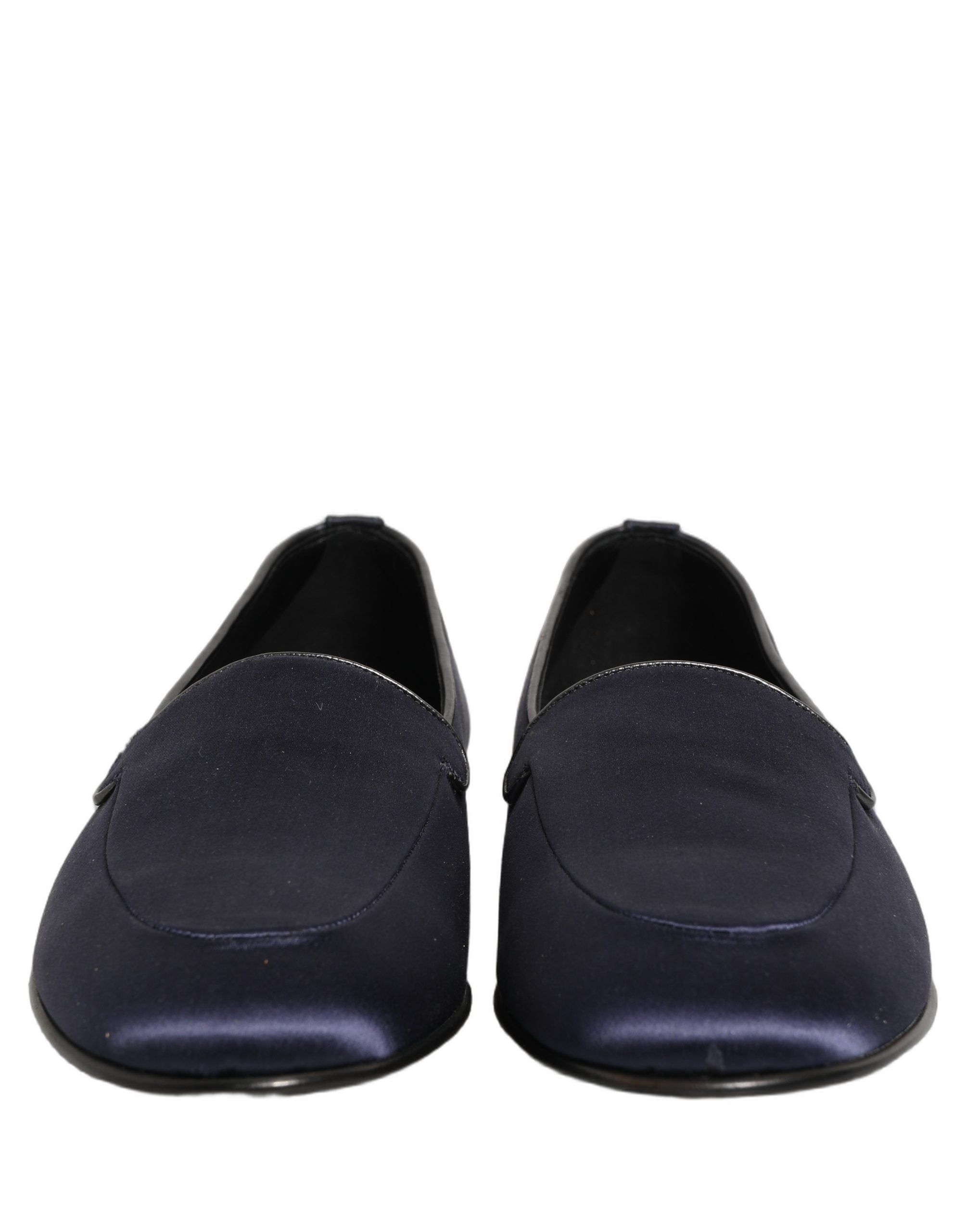 Dolce & Gabbana Navy Blue Satin DG Logo Dress Loafers Men's Shoes