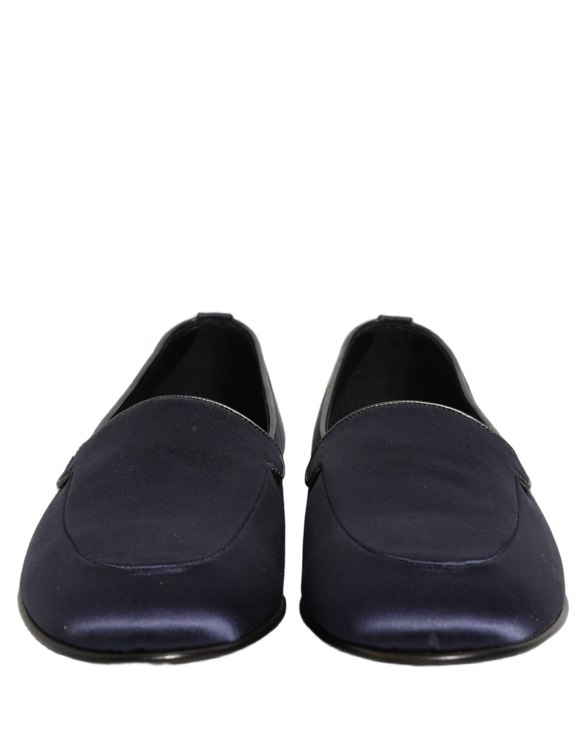 Dolce & Gabbana Navy Blue Satin DG Logo Dress Loafers Men's Shoes