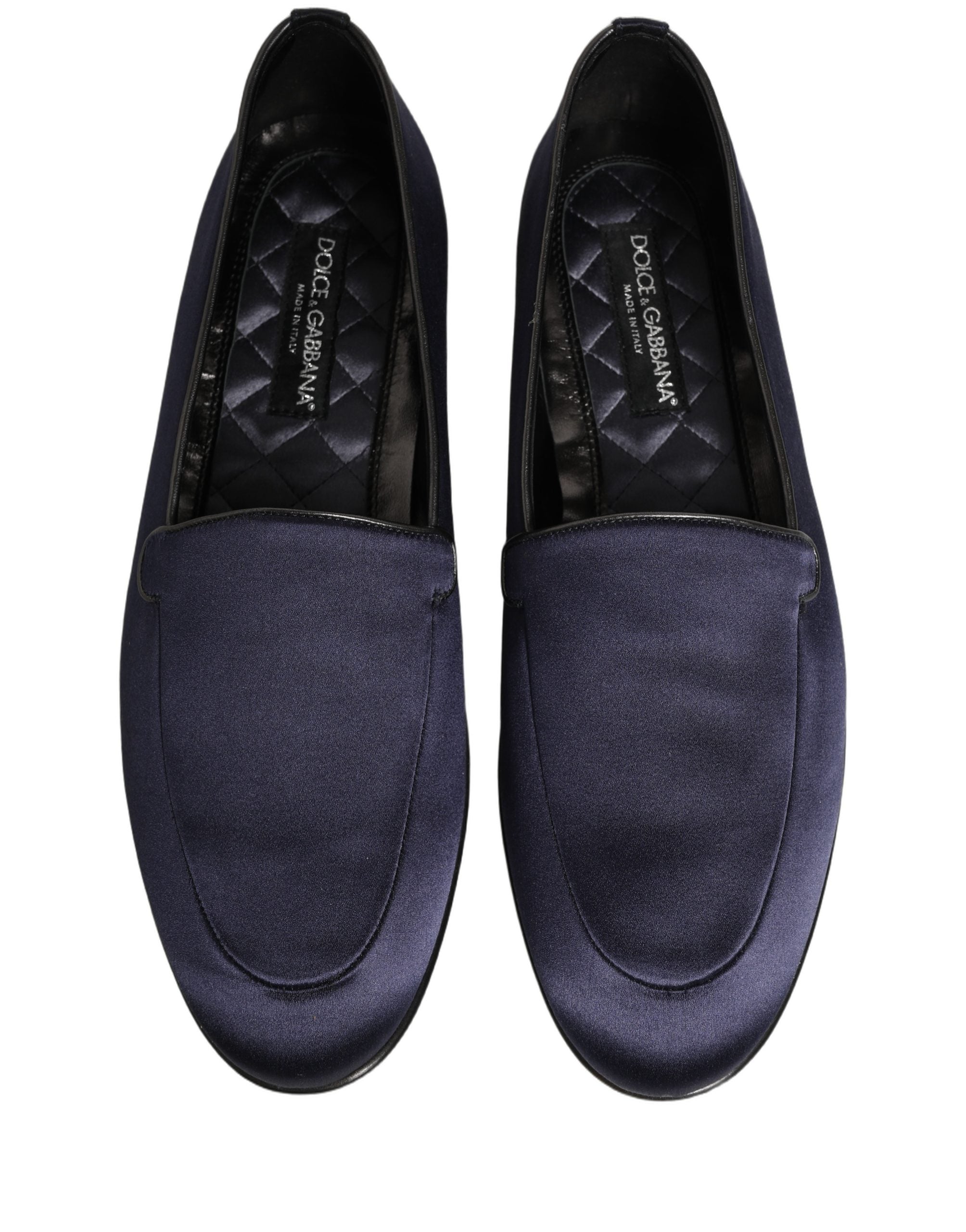 Dolce & Gabbana Navy Blue Satin DG Logo Dress Loafers Men's Shoes